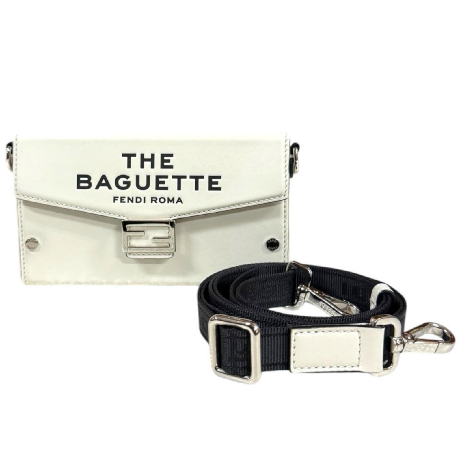 Shoulder Bag Leather: Shoulder Bag Leather White leather shoulder bag from Fendi, measuring 10cm x 18cm x 2.5cm, crafted with high-quality materials. This stylish bag features a classic design, perfect for everyday use.
