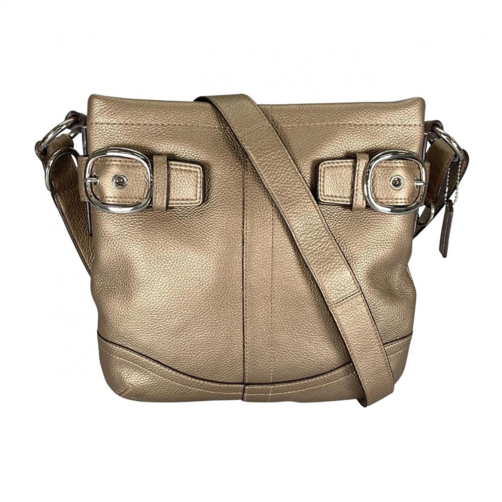 Shoulder Bag Leather Coach: Shoulder Bag Leather Coach Gold Leather Shoulder Bag from Coach, made from high-quality leather with a classic design. This 28cm x 29cm x 4cm bag features a timeless style that complements any