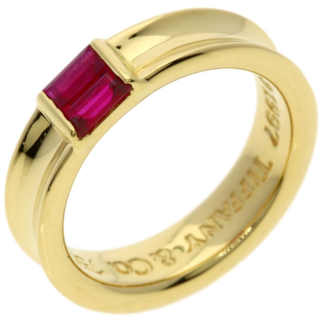 Yellow Gold Tiffany&Co Stacking Ruby K18 Ring - 2