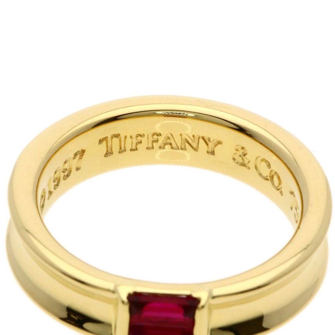 Yellow Gold Tiffany&Co Stacking Ruby K18 Ring - 5