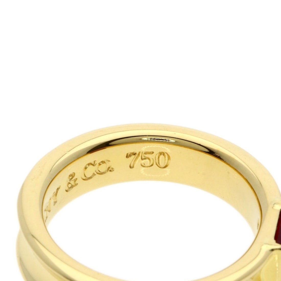 Yellow Gold Tiffany&Co Stacking Ruby K18 Ring - 6