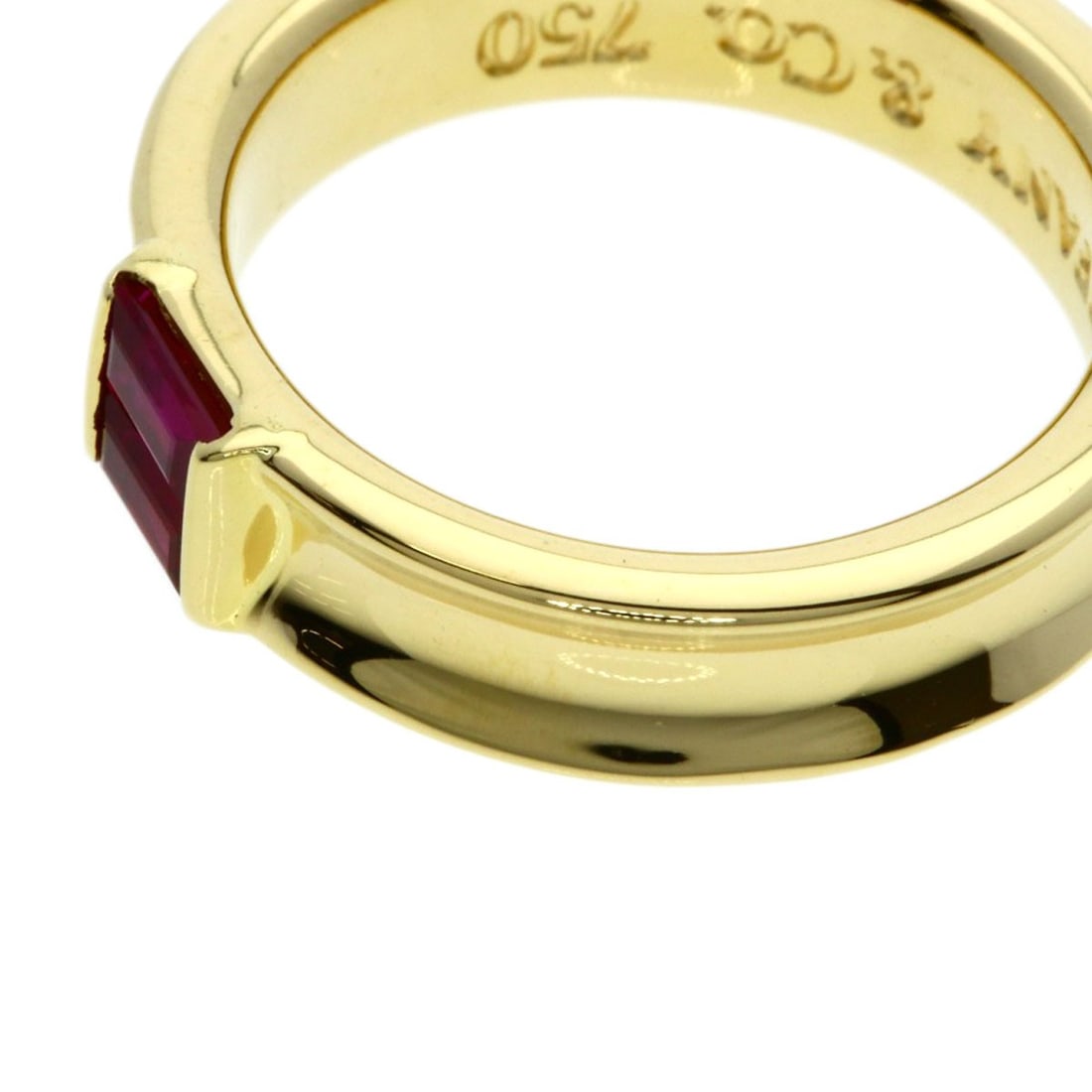 Yellow Gold Tiffany&Co Stacking Ruby K18 Ring - 8