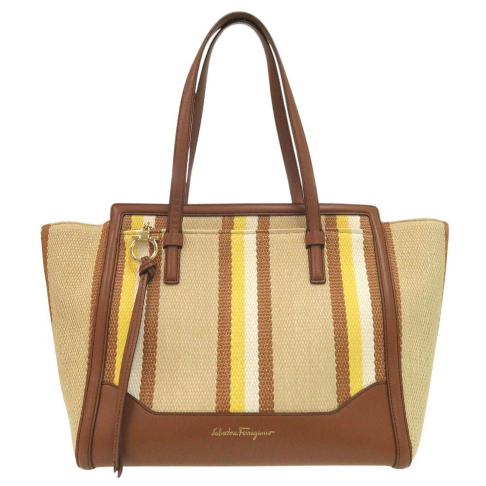 Ferragamo Leather Tote Bag Salvatore: Ferragamo Leather Tote Bag Salvatore Salvatore Ferragamo Leather Tote Bag Salvatore is a stylish and versatile tote bag made from high-quality leather and canvas. Its unique multi-color design adds a