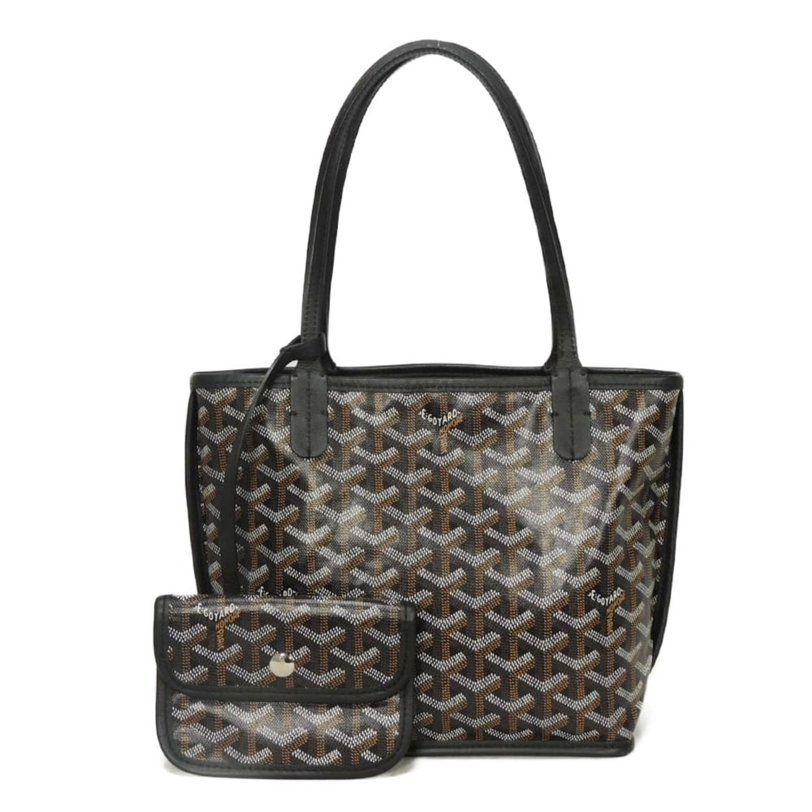 Canvas Leather Bag Tote Goyard: Canvas Leather Bag Tote Goyard Canvas Leather Bag Tote by Goyard, a timeless and versatile design featuring a sturdy canvas body and premium leather accents in sleek black. The bag's classic 20cm x