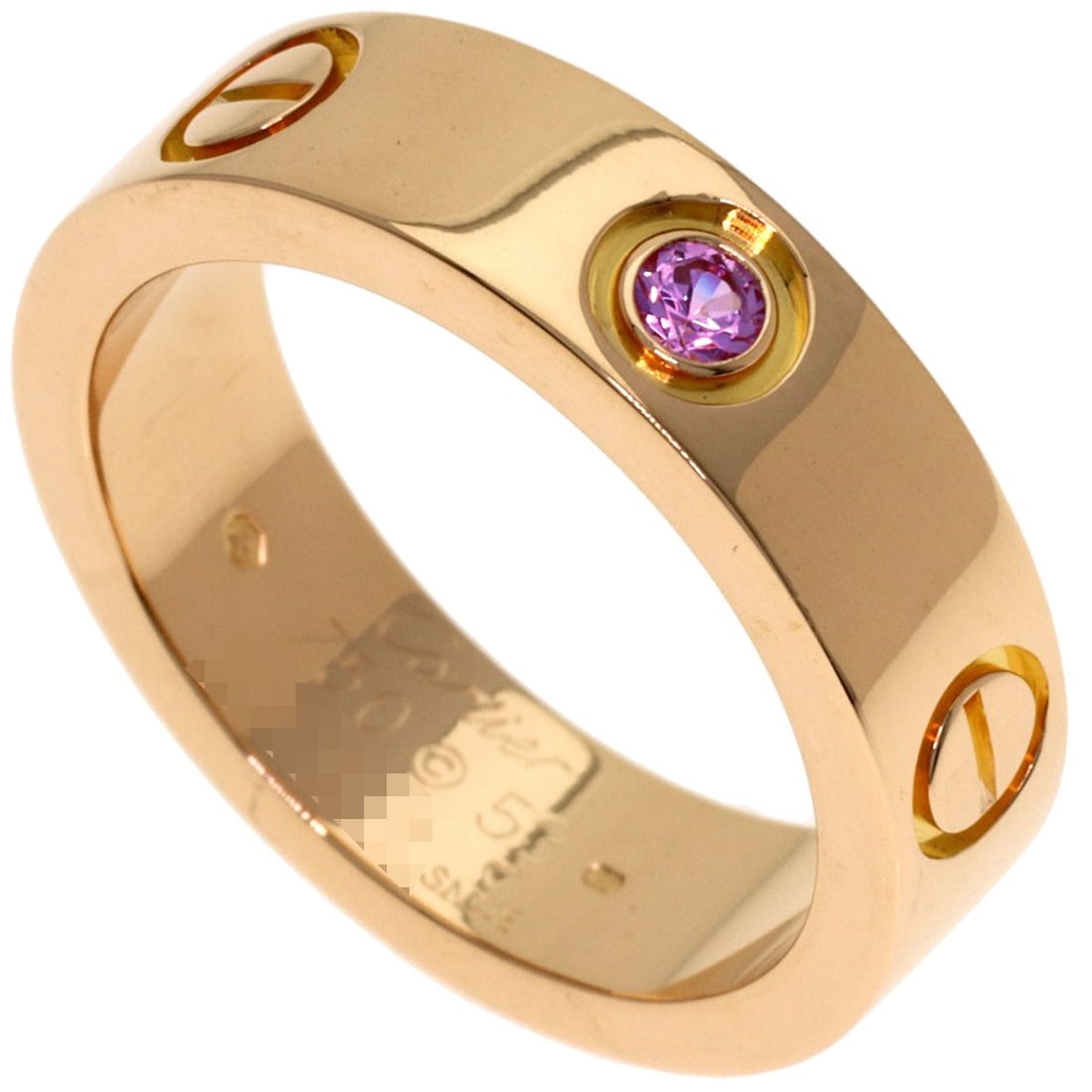 Cartier Love Ring 1P Sapphire #53 Ring K18 Pink Gold: Cartier Love Ring 1P Sapphire #53 Ring K18 Pink Gold K18 Pink Gold Cartier Love Ring #53 features a stunning sapphire main stone set in a classic ring design. This 6.5 US ring size piece boasts a