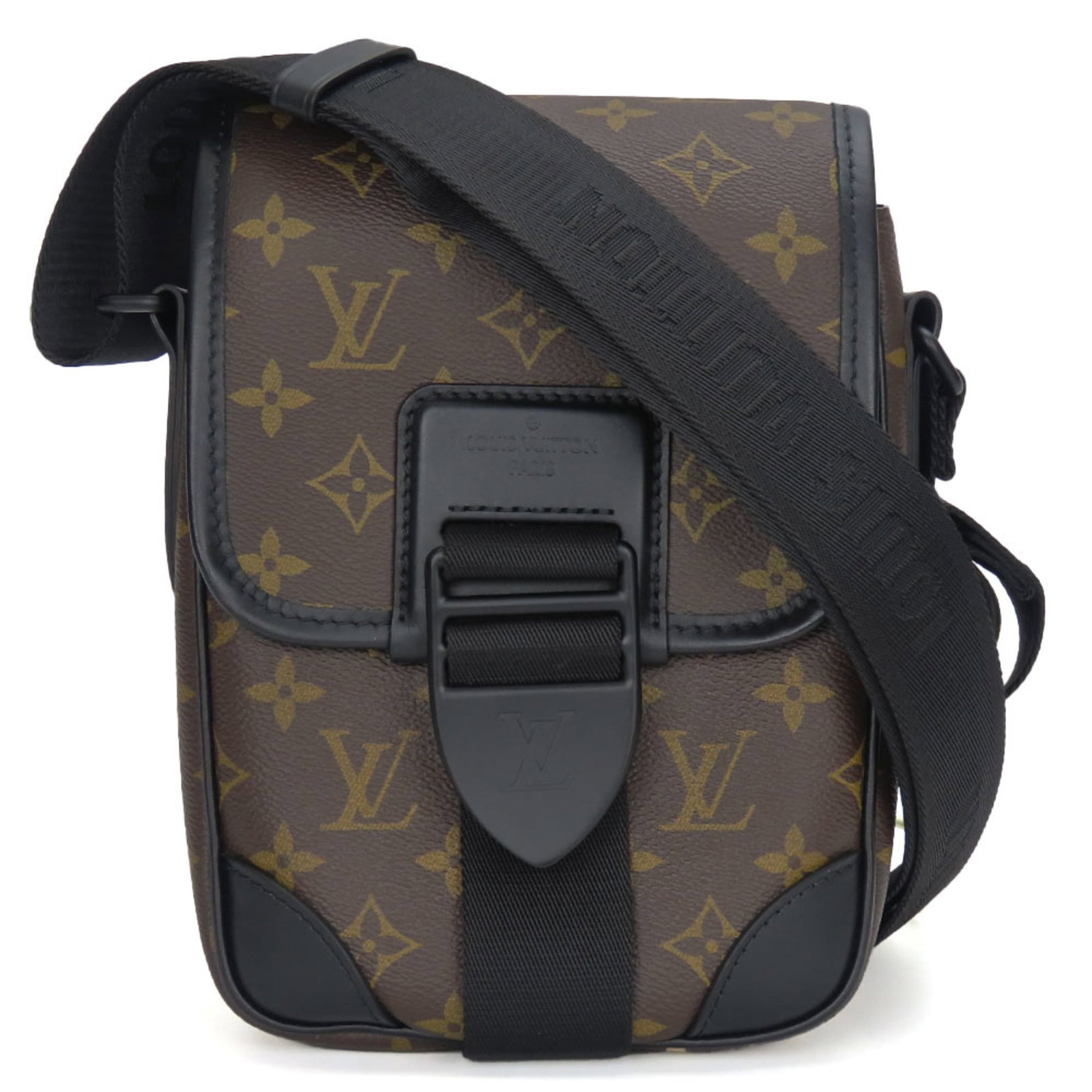 Shoulder Bag by Louis Vuitton: Shoulder Bag by Louis Vuitton The Louis Vuitton Monogram Macassar shoulder bag is a stylish and versatile accessory, featuring the iconic monogram pattern in black and brown hues. This casual,