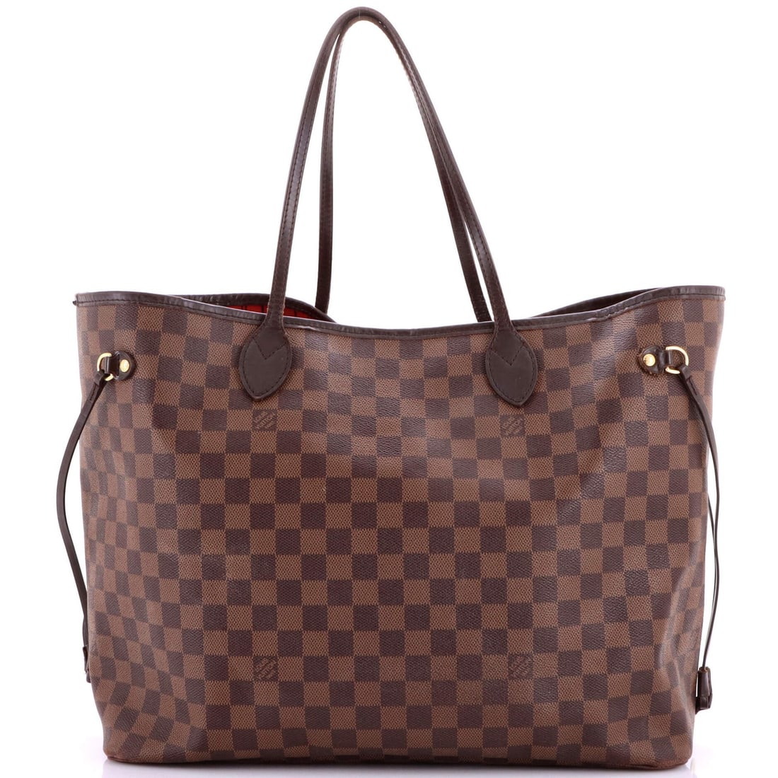 Damier GM Louis Vuitton Tote Neverfull: Damier GM Louis Vuitton Tote Neverfull Brown Damier GM Louis Vuitton Tote Neverfull in Very Good Condition. This classic tote features a sturdy canvas coated exterior with heavy edge wear, scuffs,