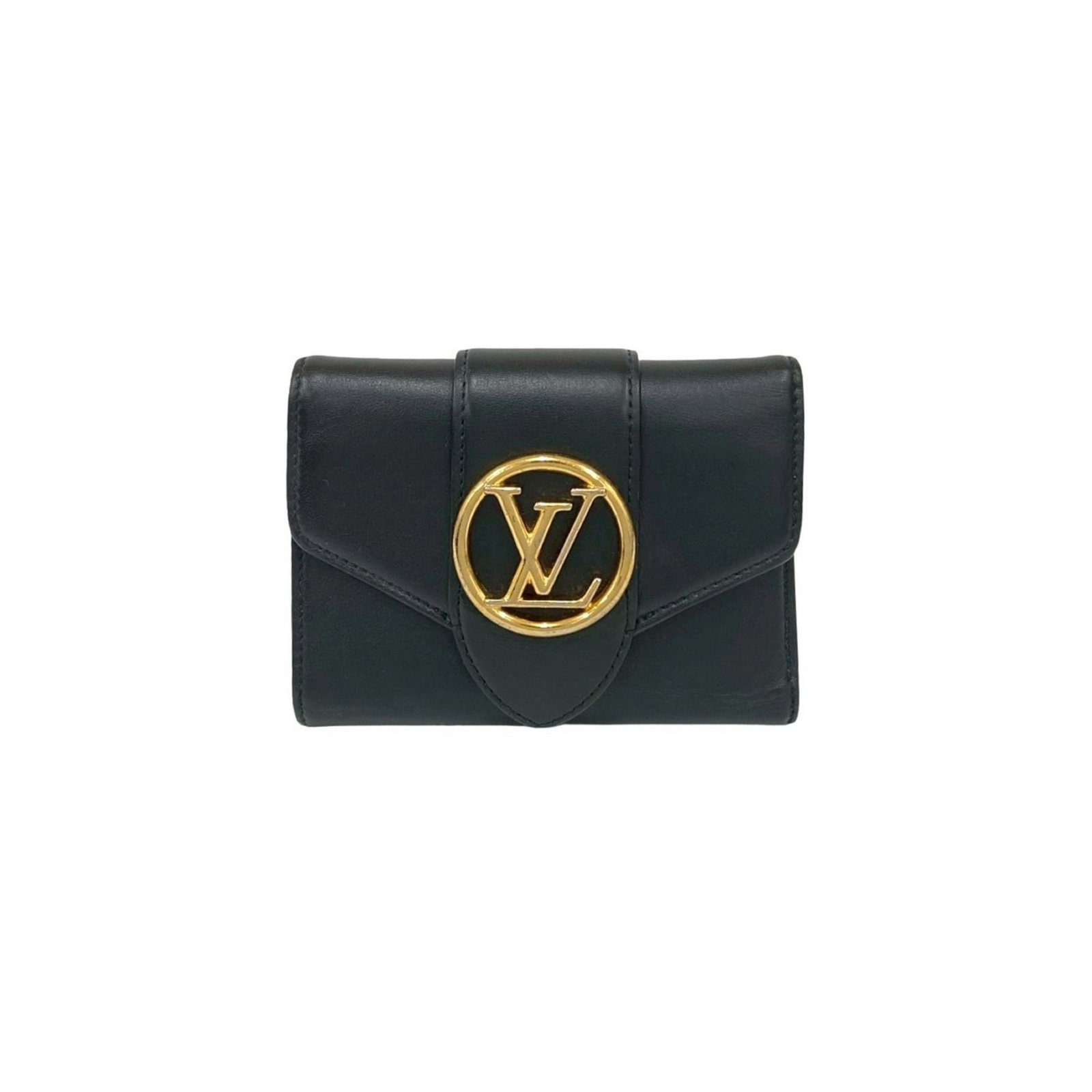 Louis Vuitton Wallet (Tri-Fold) Leather: Louis Vuitton Wallet (Tri-Fold) Leather Tri-fold leather wallet from Louis Vuitton, featuring a classic design with a black or pink finish, measuring 9cm x 12cm x 2cm. This stylish accessory is
