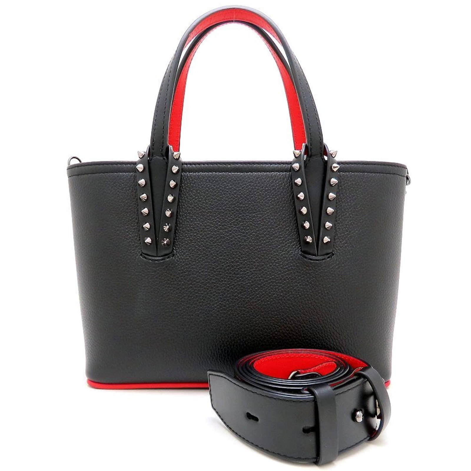 Christian Louboutin Handbag Leather: Christian Louboutin Handbag Leather Black or Red Leather, 17cm x 27cm x 8cm, 112cm - 126cm Strap Length. Item Specifics: Brand: Christian Louboutin Type: Handbag Material: Leather Color: Black, Red co