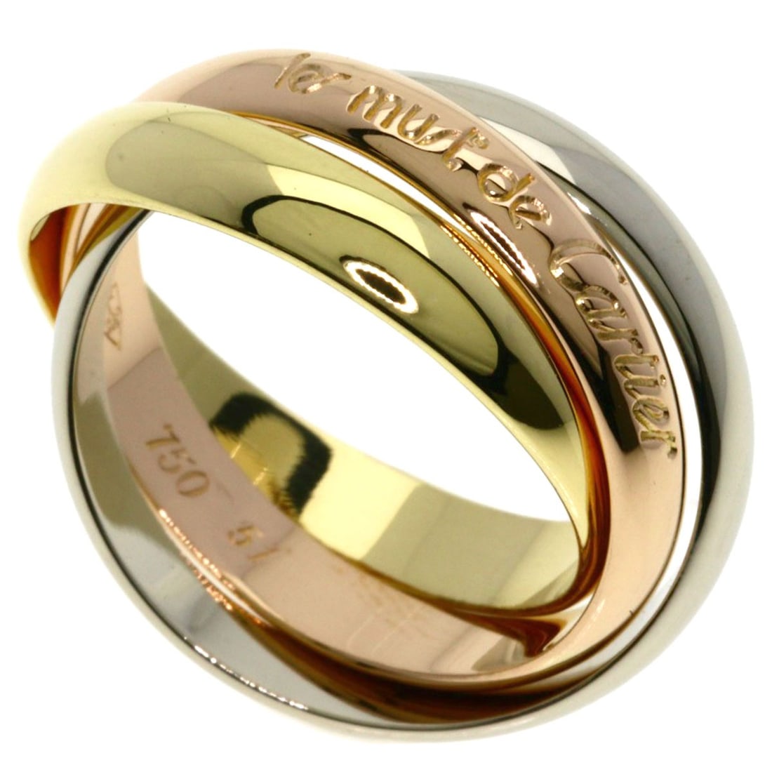 Cartier Trinity #51 Ring K18 Yellow Gold K18 White Gold: Cartier Trinity #51 Ring K18 Yellow Gold K18 White Gold K18 Yellow Gold and White Gold Cartier Trinity Ring, size 5.75, features a unique combination of two precious metals, showcasing the brand's