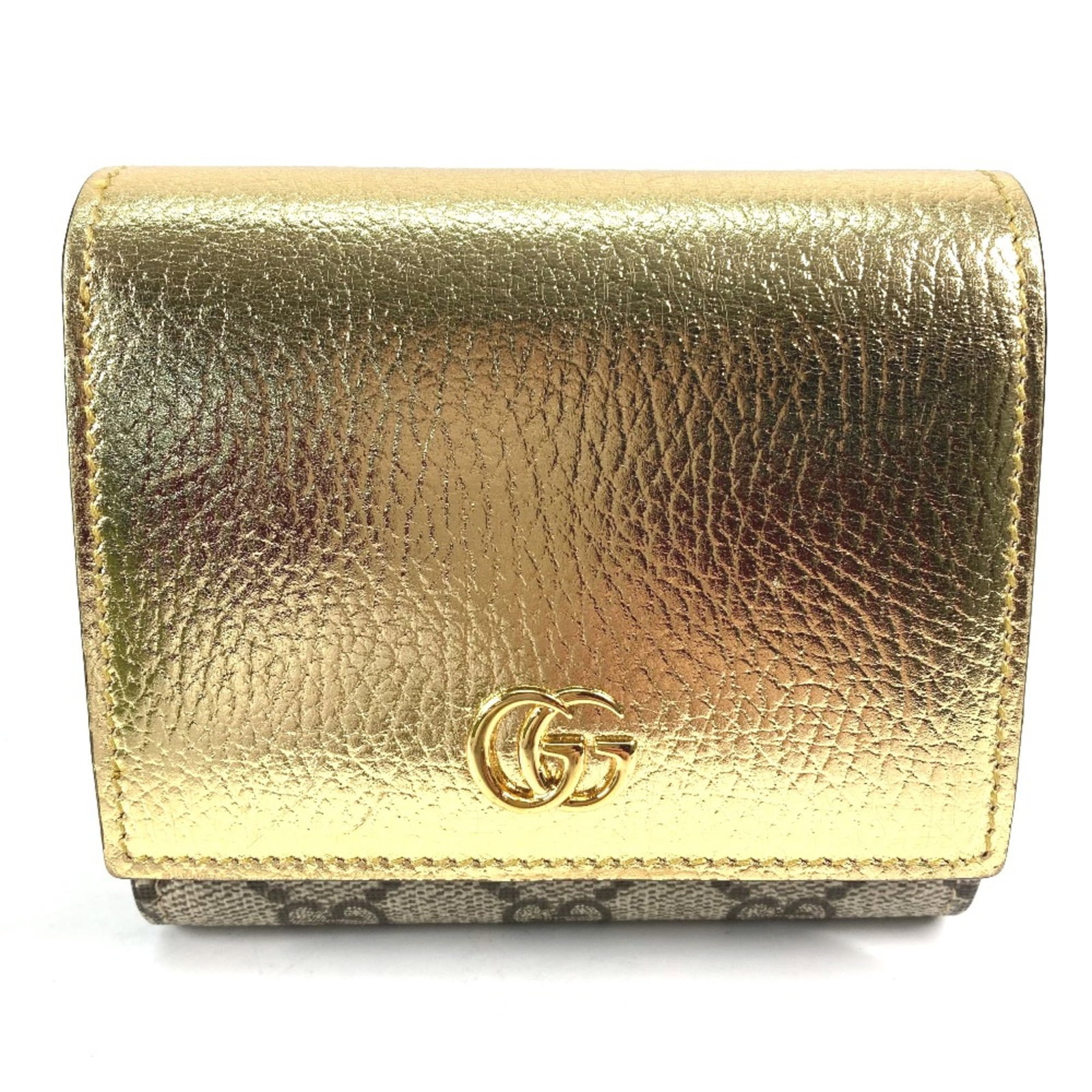 Gucci Wallet (Bi-Fold) Leather: Gucci Wallet (Bi-Fold) Leather Gold Gucci bi-fold leather wallet with dimensions 11cmx10cm. This wallet features high-quality leather material and a classic design. The signature is present on the