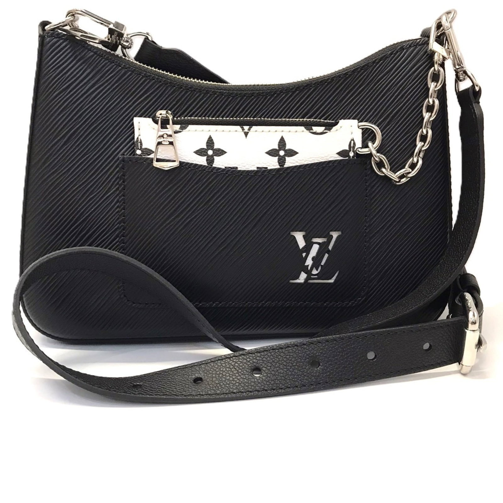 Leather Epi Bag Vuitton Louis: Leather Epi Bag Vuitton Louis Black Epi leather shoulder bag with 19cm handle and adjustable strap length, made from high-quality Epi leather material. The bag features a sleek design and