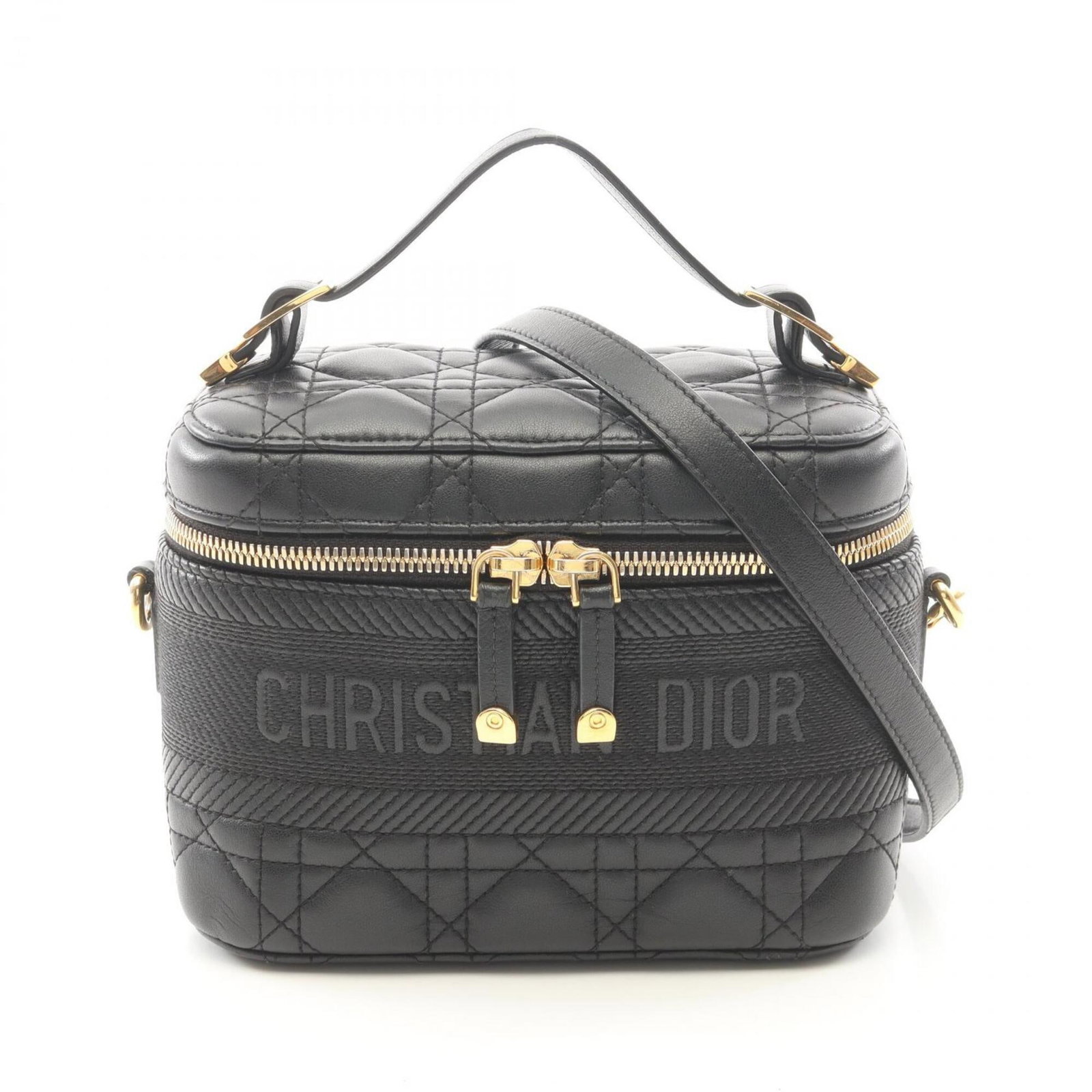 Handbag Leather Dior Christian: Handbag Leather Dior Christian This black lambskin handbag from Christian Dior features a sleek design with a classic style. Made from high-quality leather, it has a compact size of 13cm x 18.5cm x