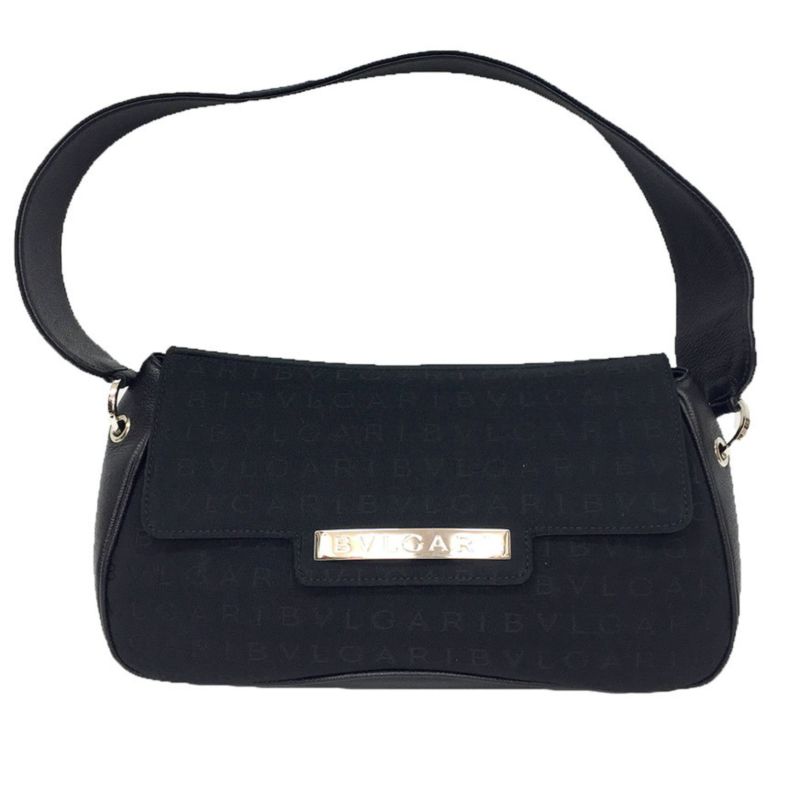 Canvas Leather Bag Shoulder Bvlgari: Canvas Leather Bag Shoulder Bvlgari Canvas Leather Bag by Bvlgari - A stylish shoulder bag with a unique blend of canvas and leather materials, available in black. The bag features a sleek design