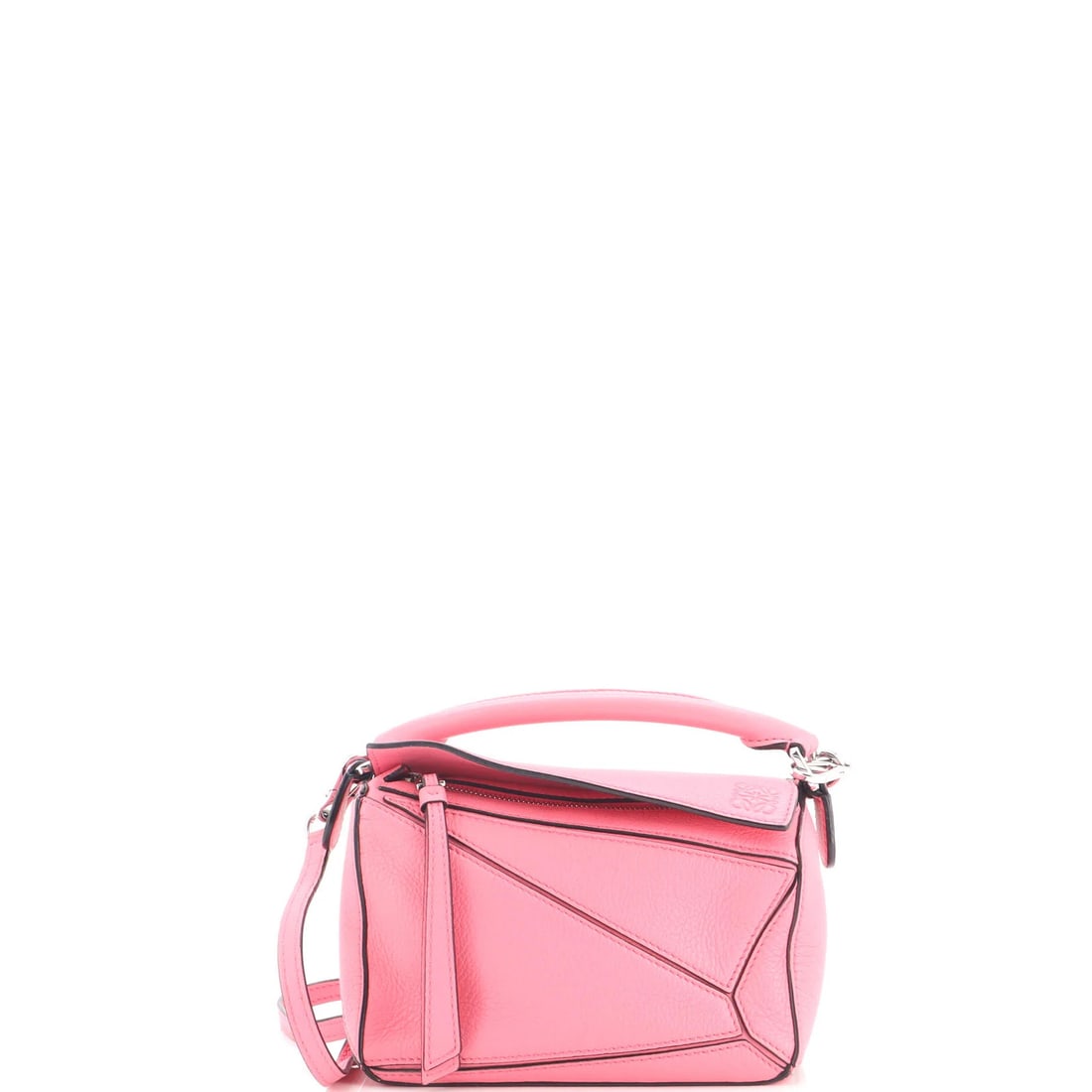 Loewe Puzzle Bag Leather Mini: Loewe Puzzle Bag Leather Mini Pink Loewe Puzzle Bag Leather Mini, featuring a classic cross body design with a mini size and adjustable strap drop. The exterior boasts a subtle pink leather exterior