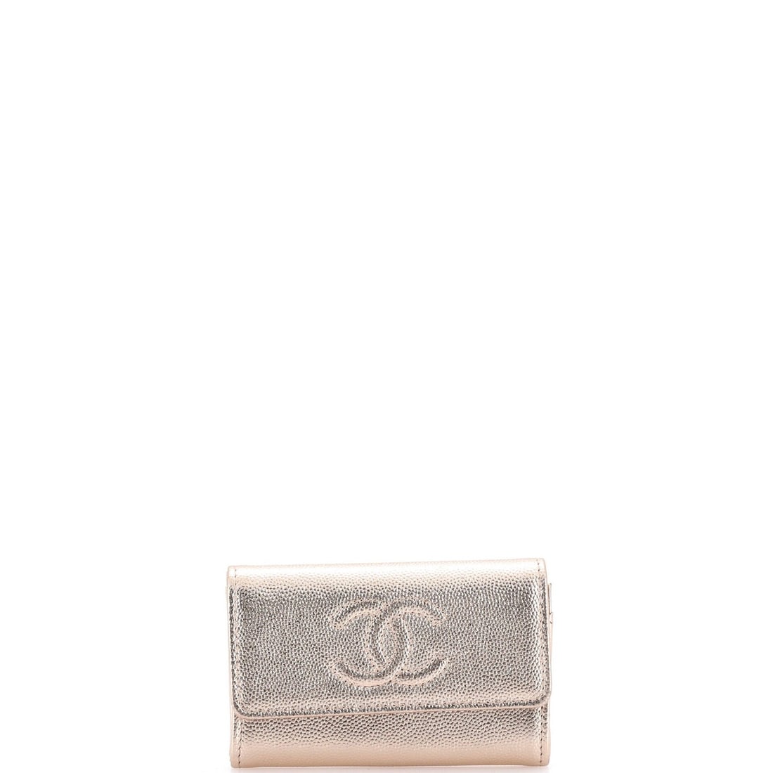 Timeless CC Flap Holder Card Chanel Caviar Metallic: Timeless CC Flap Holder Card Chanel Caviar Metallic Timeless CC Flap Holder Card in Gold Caviar Metallic features a luxurious gold caviar metallic exterior made from high-quality leather, with a