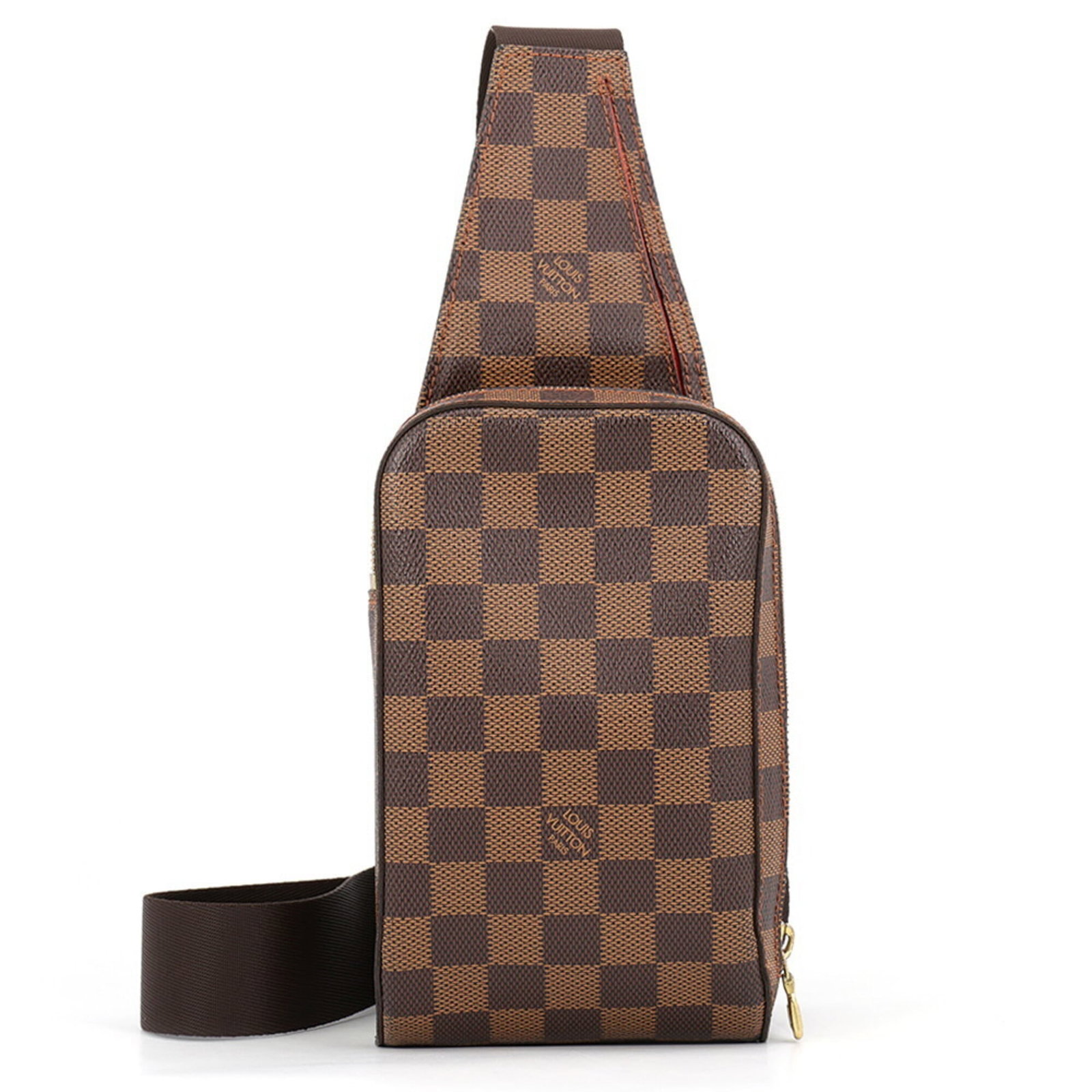Leather Exotic Pouch Sling Bag Handbag Shoulder: Leather Exotic Pouch Sling Bag Handbag Shoulder Exotic leather craftsmanship meets timeless style in this luxurious Louis Vuitton shoulder bag. The rich brown color and Damier Canvas pattern add a tou