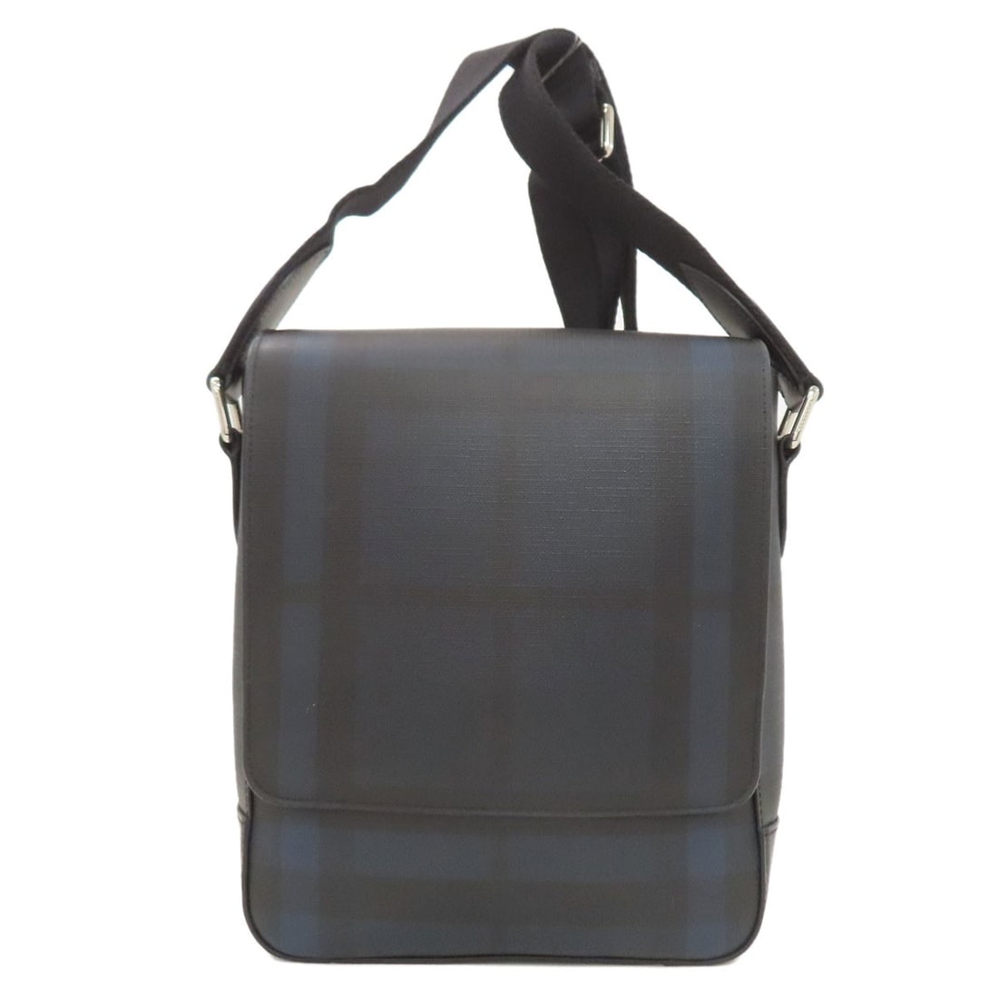 Pvc Burberry Bag Checkpattern Shoulder: Pvc Burberry Bag Checkpattern Shoulder Blue PVC Burberry Shoulder Bag with Check Pattern. This shoulder bag features a striking blue exterior with a check pattern, made from PVC material. The classic 