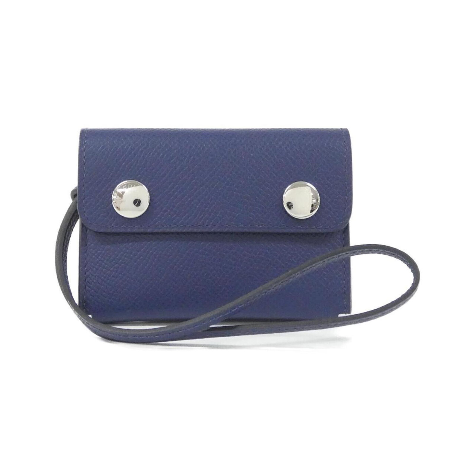 Epsom Leather Card Case Hermes: Epsom Leather Card Case Hermes Epsom leather card case from Hermes, featuring a classic design with a navy blue color and premium material. This compact case measures 7cm x 9.5cm x 1cm, making it a co