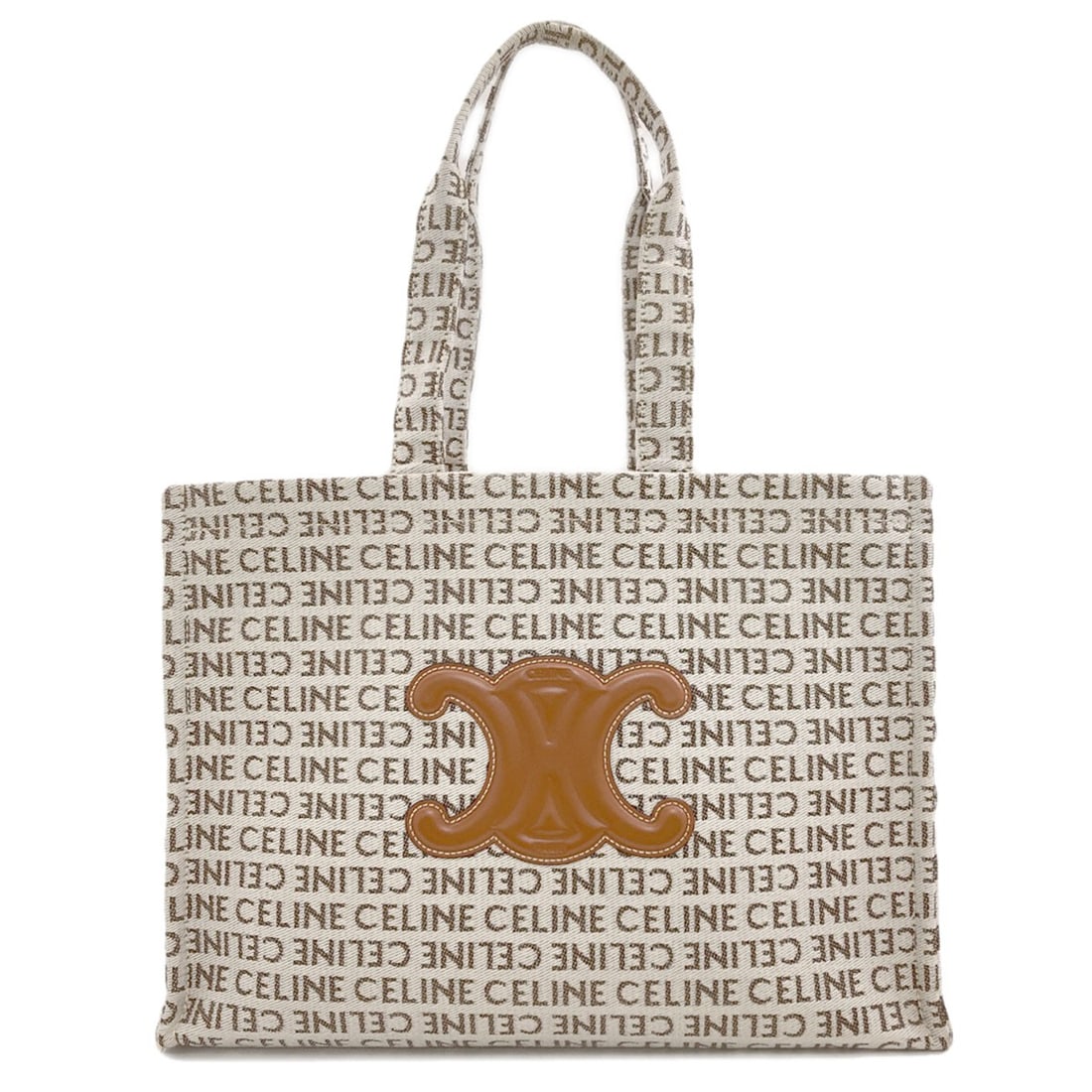 Cabas Thais Celine Large Triomphe Tote Bag Canvas: Cabas Thais Celine Large Triomphe Tote Bag Canvas Canvas tote bag with white exterior, bearing a signature. This Celine Large Triomphe Tote Bag is made of canvas and features a white exterior. The bag