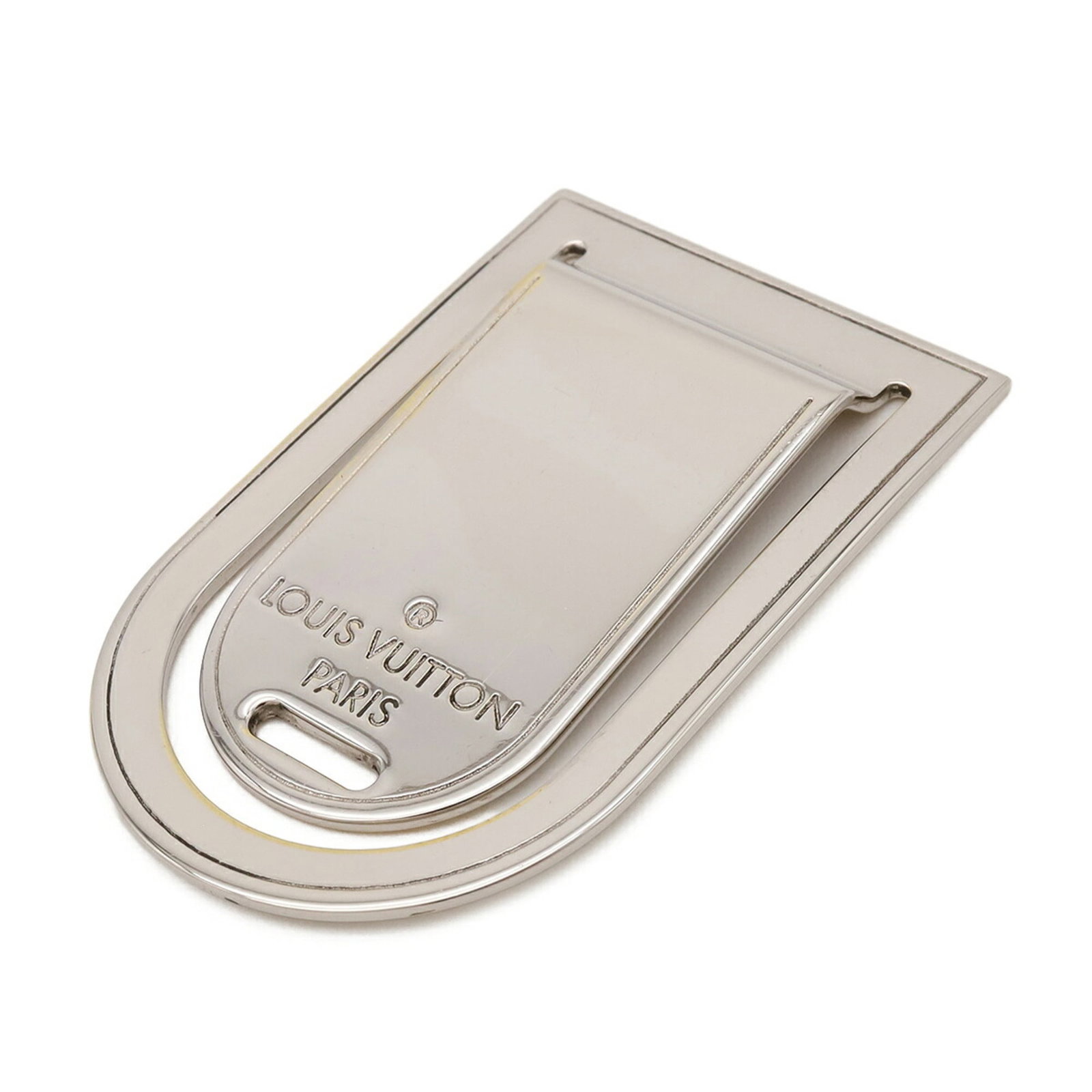 Money Clip Metal By Louis Vuitton: Money Clip Metal By Louis Vuitton Silver Louis Vuitton Money Clip with a sleek metal design, measuring 5cm x 3cm. This compact accessory features a classic style that complements any wallet or pocket.