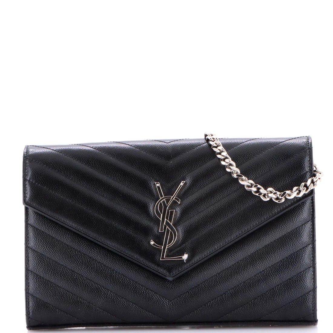 Classic Monogram Wallet on Matelasse Leather Chevron Medium Saint Laurent: Classic Monogram Wallet on Matelasse Leather Chevron Medium Saint Laurent Classic Monogram Wallet on Matelasse Leather Chevron Medium Saint Laurent features a timeless design with a black exterior and