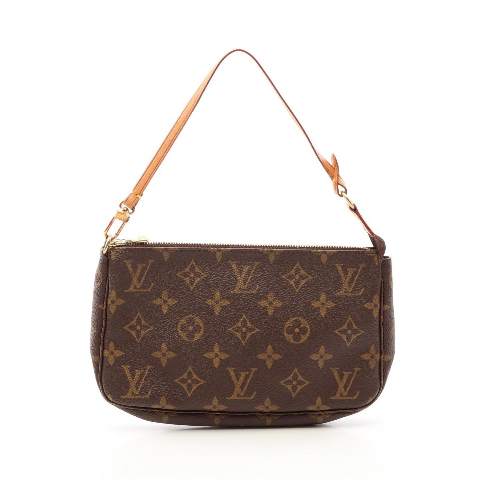 Handbag Coated Canvas Leather Louis Vuitton: Handbag Coated Canvas Leather Louis Vuitton Coated canvas and leather construction in a classic brown monogram pattern. This iconic Louis Vuitton handbag measures 13cm x 21cm x 3cm and features a