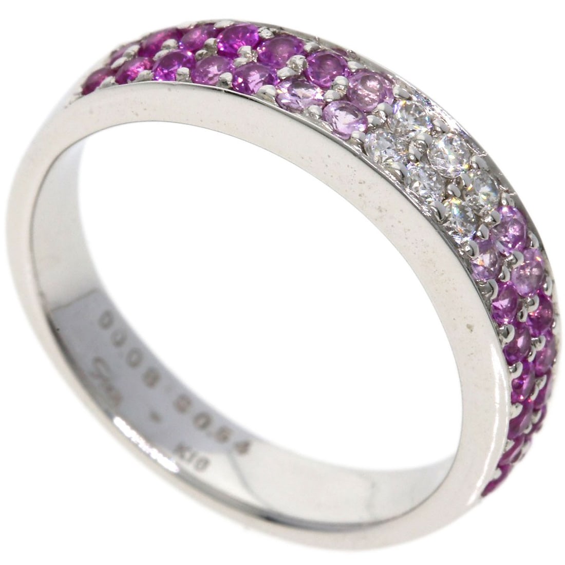 Pink Sapphire Diamond K18 White Gold Star Ring (1 of 8)