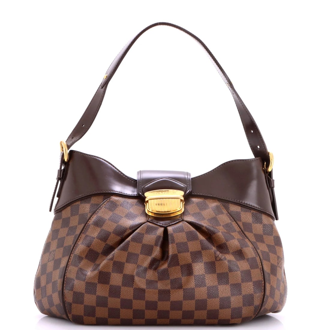 Sistina Handbag Damier Louis Vuitton: Sistina Handbag Damier Louis Vuitton The Louis Vuitton Sistina Handbag Damier MM is a classic brown canvas-coated hobo with a rich history. With its signature Damier pattern and gold hardware, this