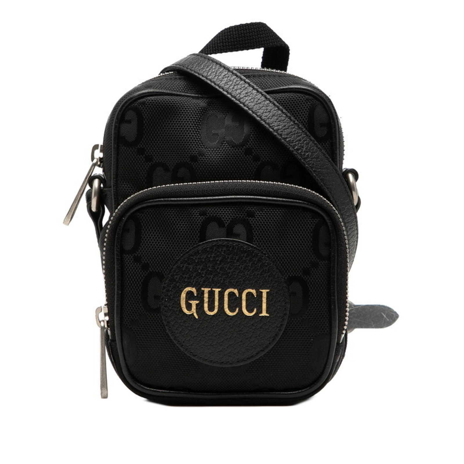 Nylon Leather Bag Shoulder Gucci: Nylon Leather Bag Shoulder Gucci Nylon Leather Bag Shoulder Gucci features a sleek black design with a combination of nylon and leather materials, showcasing a unique blend of styles. Measuring 16cm