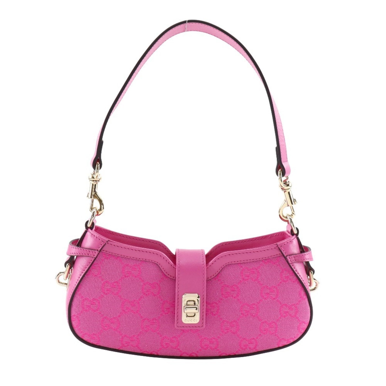 Shoulder Bag Gg Canvas: Shoulder Bag Gg Canvas The Gucci MPN 786035 Shoulder Bag features a vibrant pink GG canvas material, adding a pop of color to any outfit. This stylish bag comes with a dust bag and adjustable shoulder