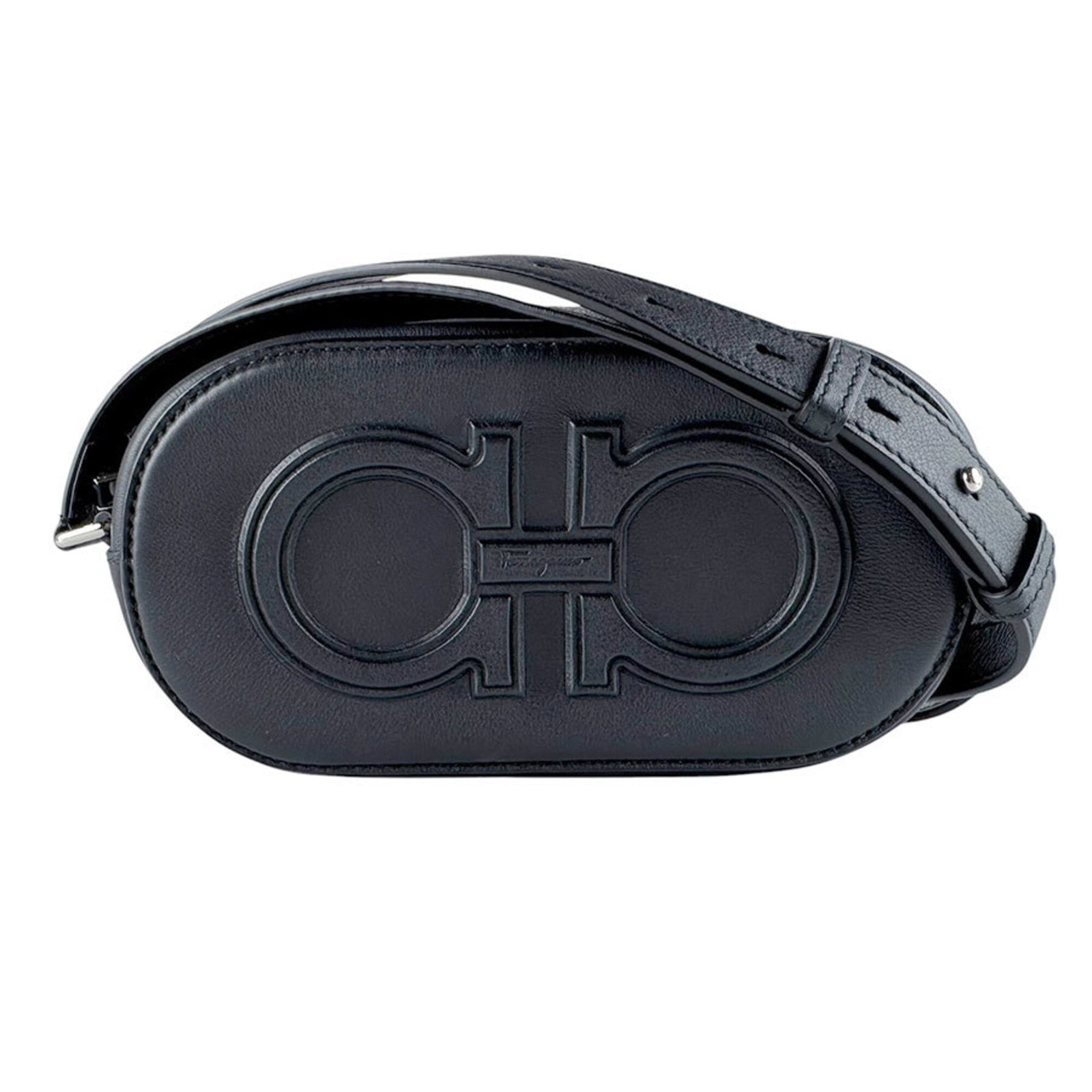 Salvatore Ferragamo Handbag Leather: Salvatore Ferragamo Handbag Leather Black Salvatore Ferragamo leather handbag with dimensions 12cm x 23cm x 7cm, originating from Italy. This classic handbag features high-quality leather