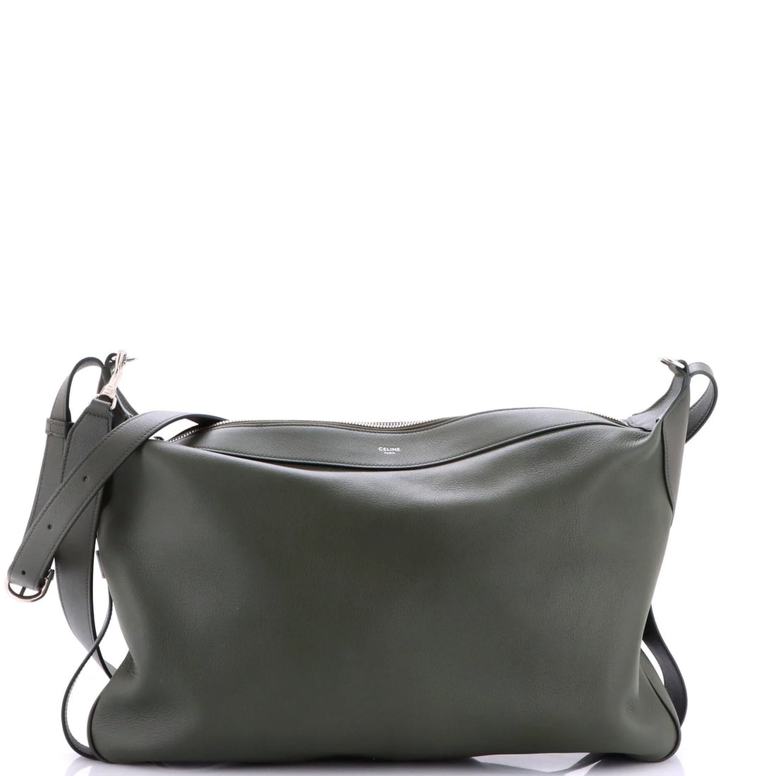 Triomphe Coated Canvas Large Shoulder Bag Celine Romy: Triomphe Coated Canvas Large Shoulder Bag Celine Romy The Celine Romy shoulder bag boasts a striking Triomphe Coated Canvas exterior in a vibrant green hue, complemented by rich suede interior and