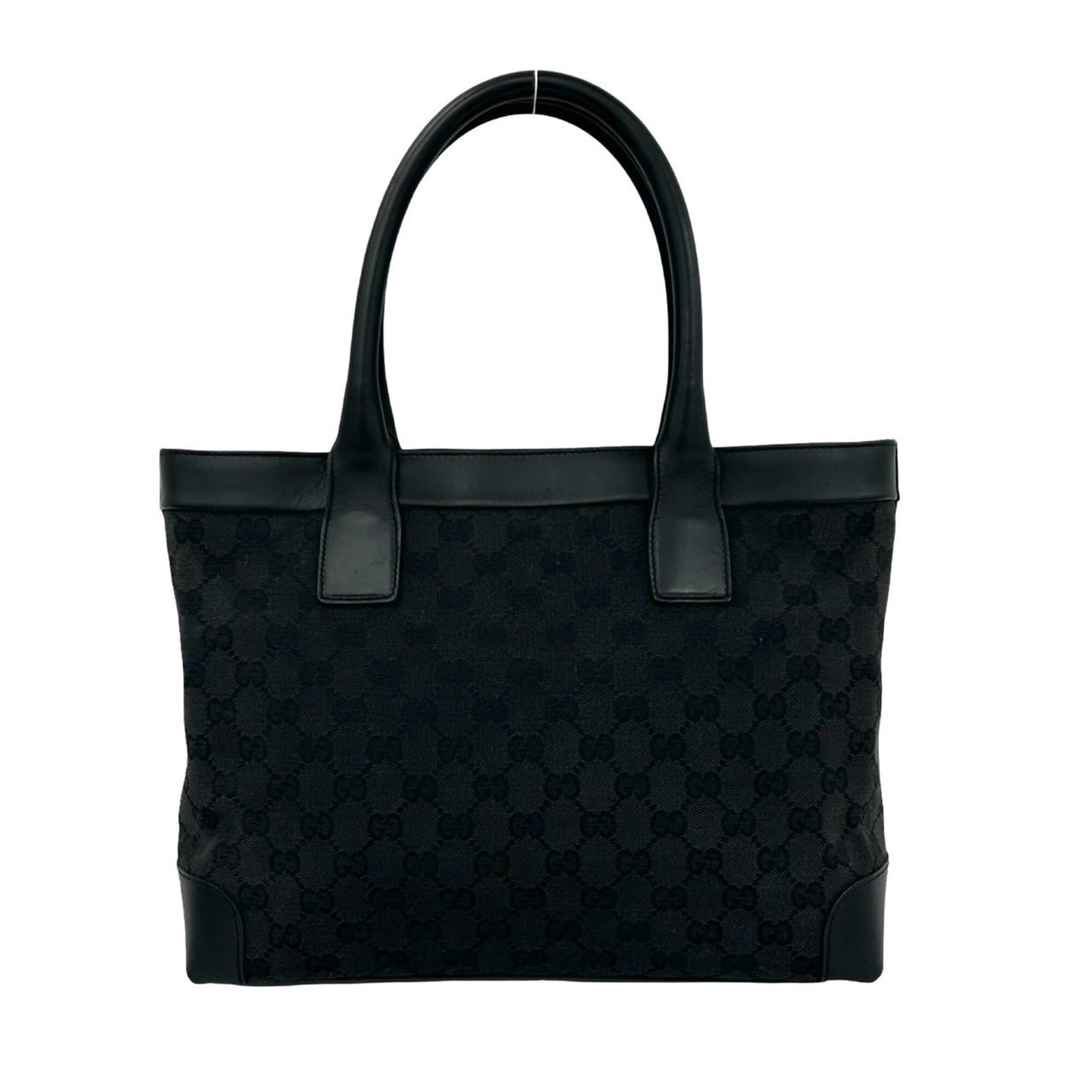 Handbag Tote Bag Canvas Leather Gucci: Handbag Tote Bag Canvas Leather Gucci Canvas and leather combine in this black Gucci tote bag, measuring 25cm x 33cm x 10cm. The bag's canvas and leather materials provide a sturdy and stylish