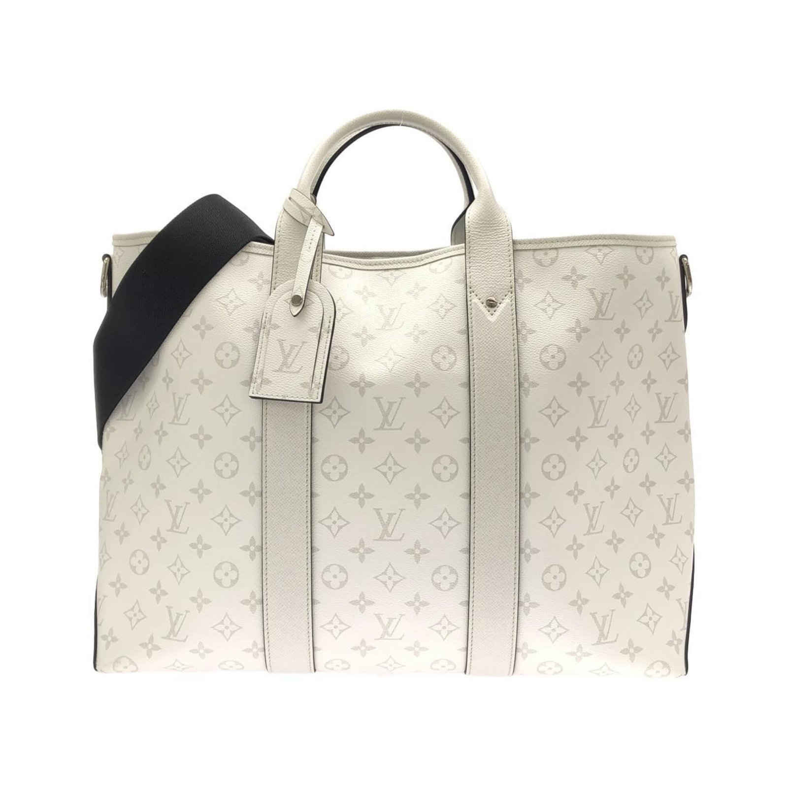 Canvas Leather Coated Tote Bag Louis Vuitton: Canvas Leather Coated Tote Bag Louis Vuitton Canvas Leather Coated Tote Bag by Louis Vuitton, a stylish and durable accessory featuring a white coated canvas exterior and premium leather accents. Meas