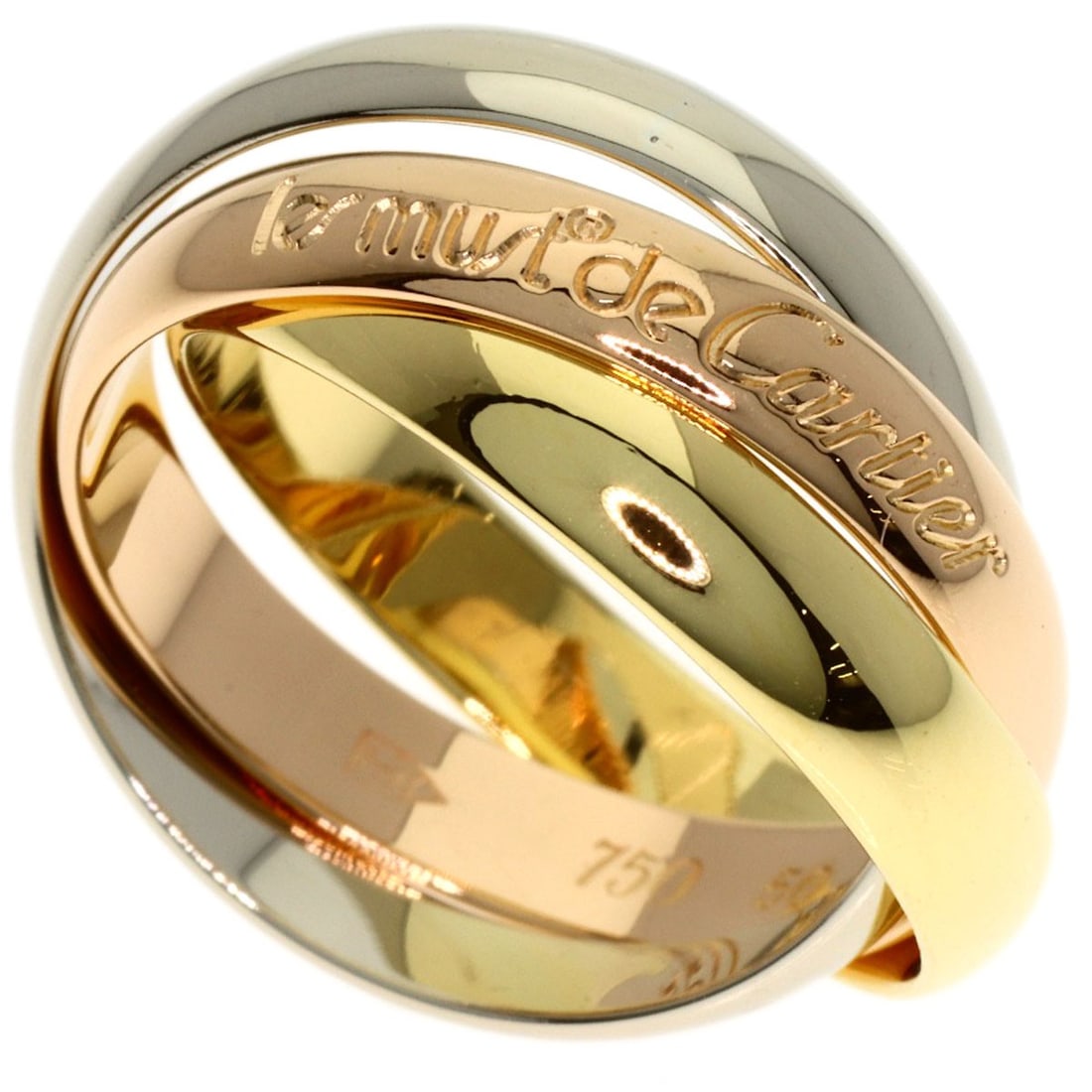 Cartier Trinity #50 Ring 18K K18 Gold Yellow Pink: Cartier Trinity #50 Ring 18K K18 Gold Yellow Pink Cartier Trinity #50 Ring in 18K K18 Gold Yellow Pink, a classic design with a timeless appeal, showcases the elegance of K18 gold. This 18K K18 gold