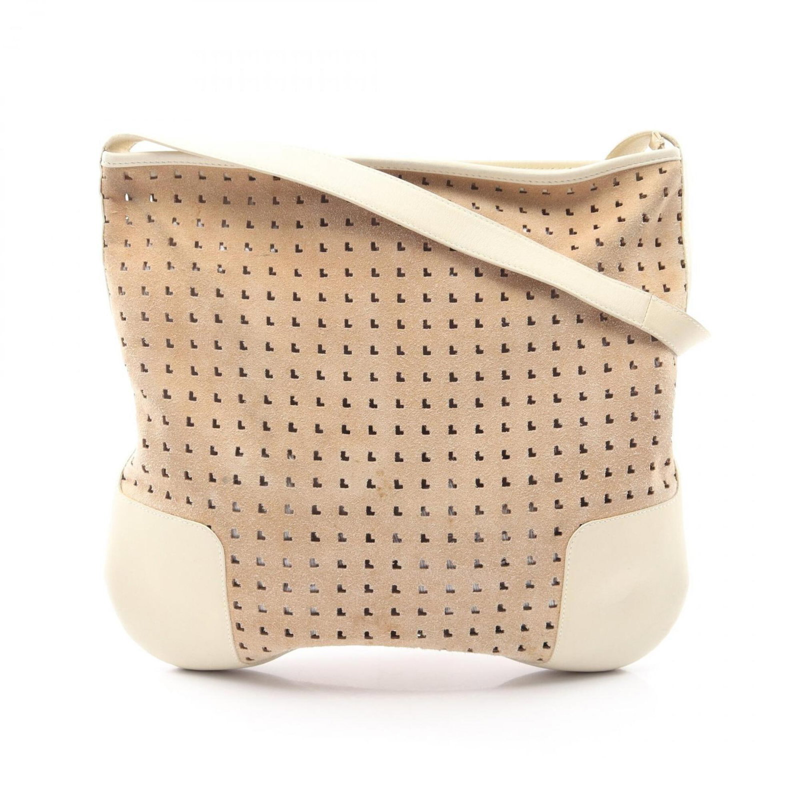 Shoulder Bag Suede Leather: Shoulder Bag Suede Leather Suede leather shoulder bag from Loewe, available in beige and ivory. This 31cm x 35cm x 4cm bag features a classic design with a soft, suede exterior and a structured shape.