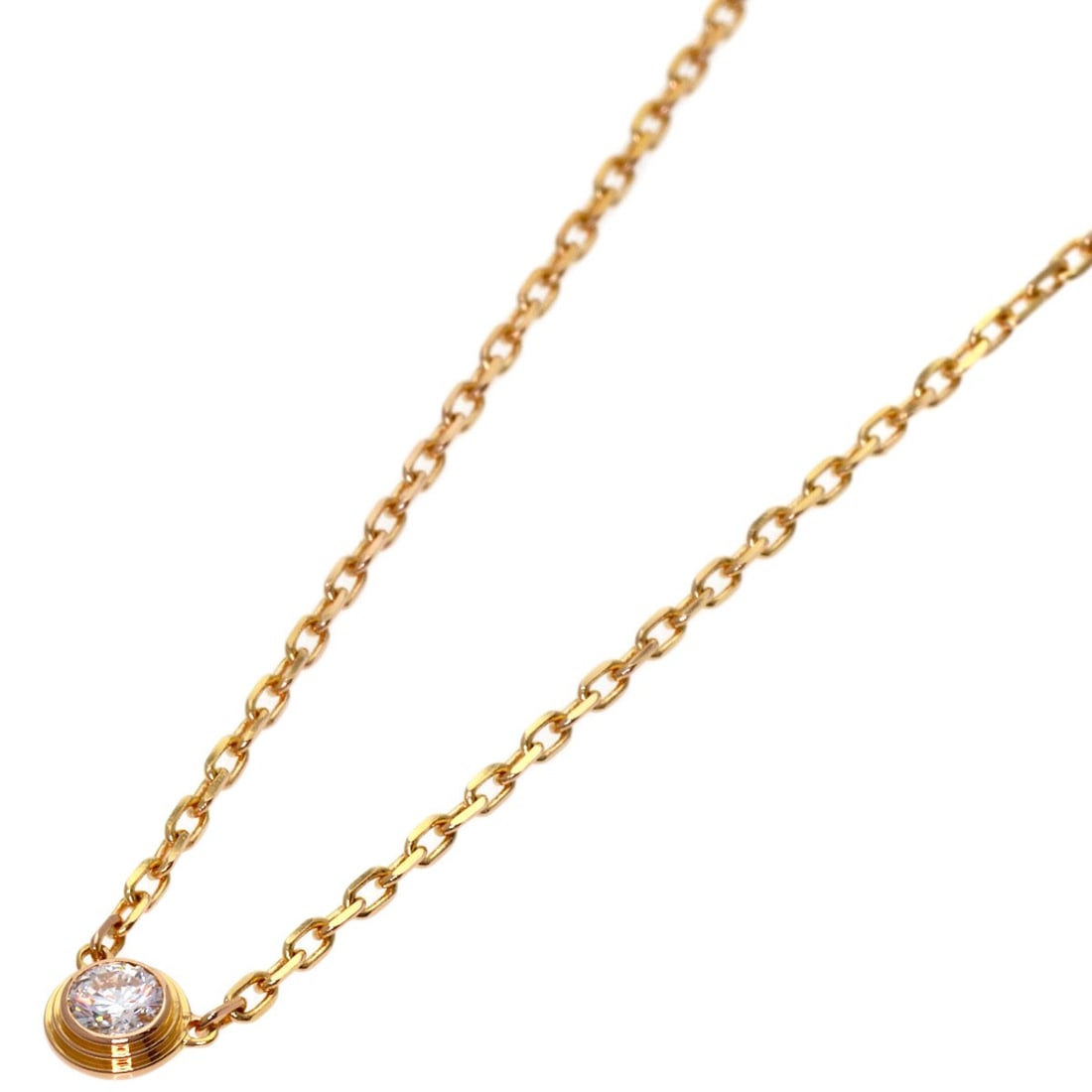 Cartier Damour Pink Diamond Necklace K18 Gold Small Model: Cartier Damour Pink Diamond Necklace K18 Gold Small Model Cartier's K18 Pink Gold necklace showcases a stunning diamond, set against a backdrop of elegant gold metal. Measuring 15.9 inches in length,