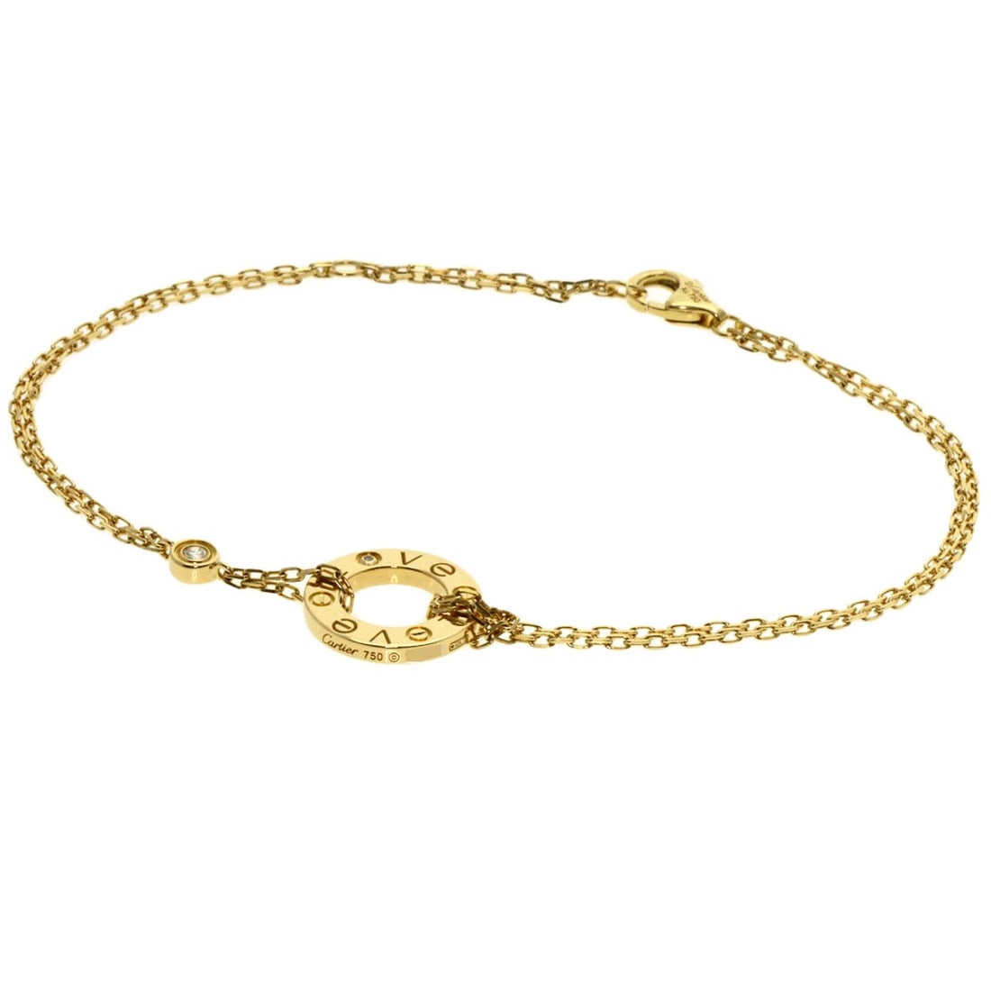 Love Circle Diamond Cartier Yellow Gold K18 Bracelet: Love Circle Diamond Cartier Yellow Gold K18 Bracelet K18 Yellow Gold Cartier Love Circle Diamond Bracelet - A timeless design from renowned luxury brand Cartier, this exquisite bracelet features a bea