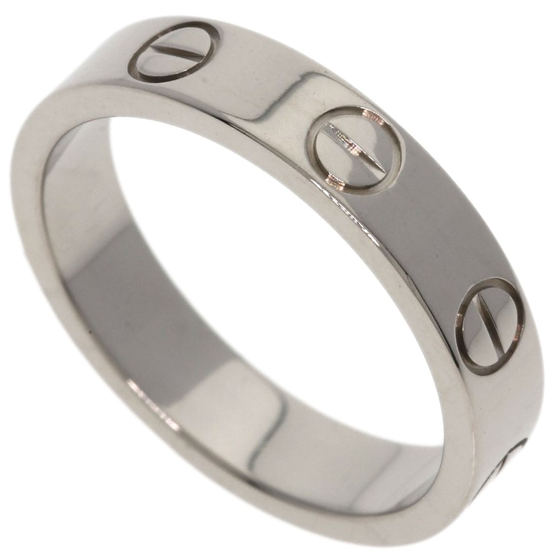 Ring K18 White Gold Cartier Mini Love # 47: Ring K18 White Gold Cartier Mini Love # 47 K18 White Gold Cartier Mini Love # 47 is a sleek and sophisticated ring featuring a striking silver metal exterior. This Cartier piece is crafted from K18 wh