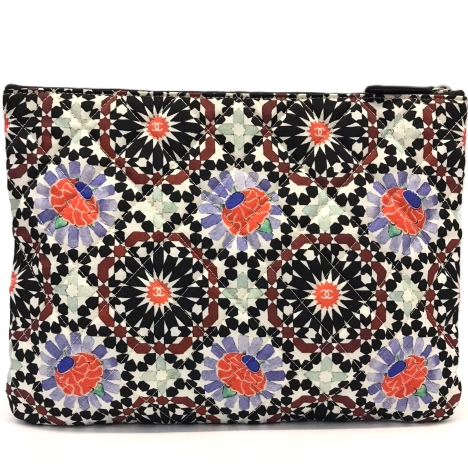 Canvas clutch bag by Chanel: Canvas clutch bag by Chanel Canvas clutch bag by Chanel, featuring a multi-color design, and measuring 20cm x 27cm / 7.87'' x 10.62''. This canvas clutch bag is made of canvas material and has a