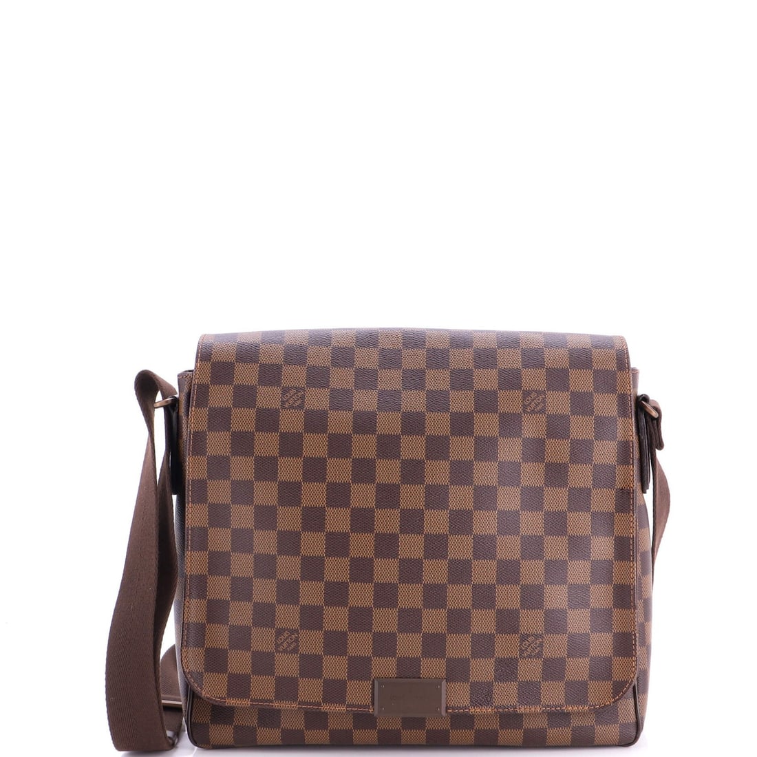 Damier MM Messenger Bag District Louis Vuitton: Damier MM Messenger Bag District Louis Vuitton Brown Damier MM Messenger Bag in excellent condition. This Louis Vuitton District Messenger Bag features a canvas-coated exterior with scuffs, creases,
