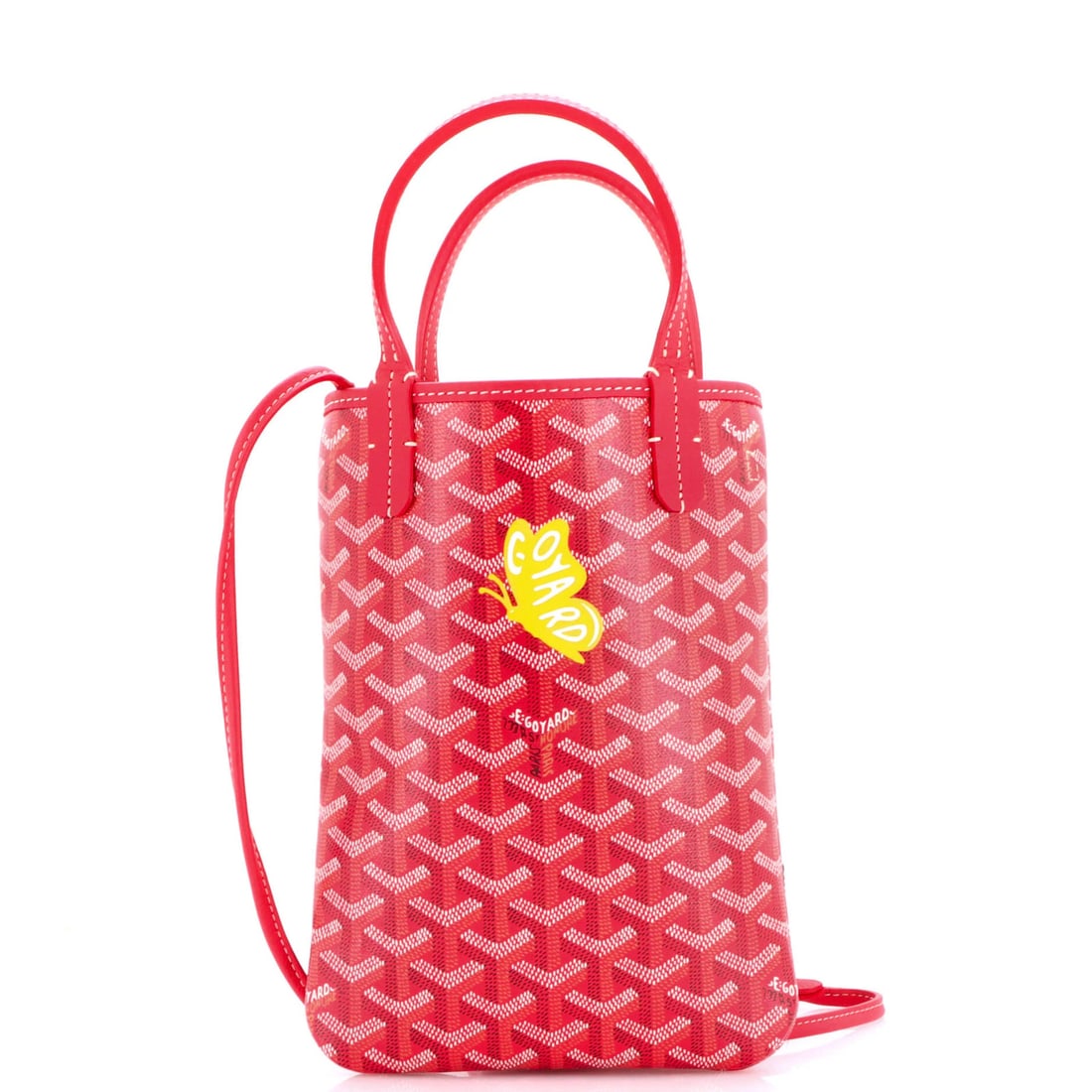 Goyard Poitiers Tote Printed Coated Canvas and Printed Canvas Mini: Goyard Poitiers Tote Printed Coated Canvas and Printed Canvas Mini The Goyard Poitiers Tote Printed Coated Canvas and Printed Canvas Mini is a stylish and practical accessory, featuring a vibrant red 
