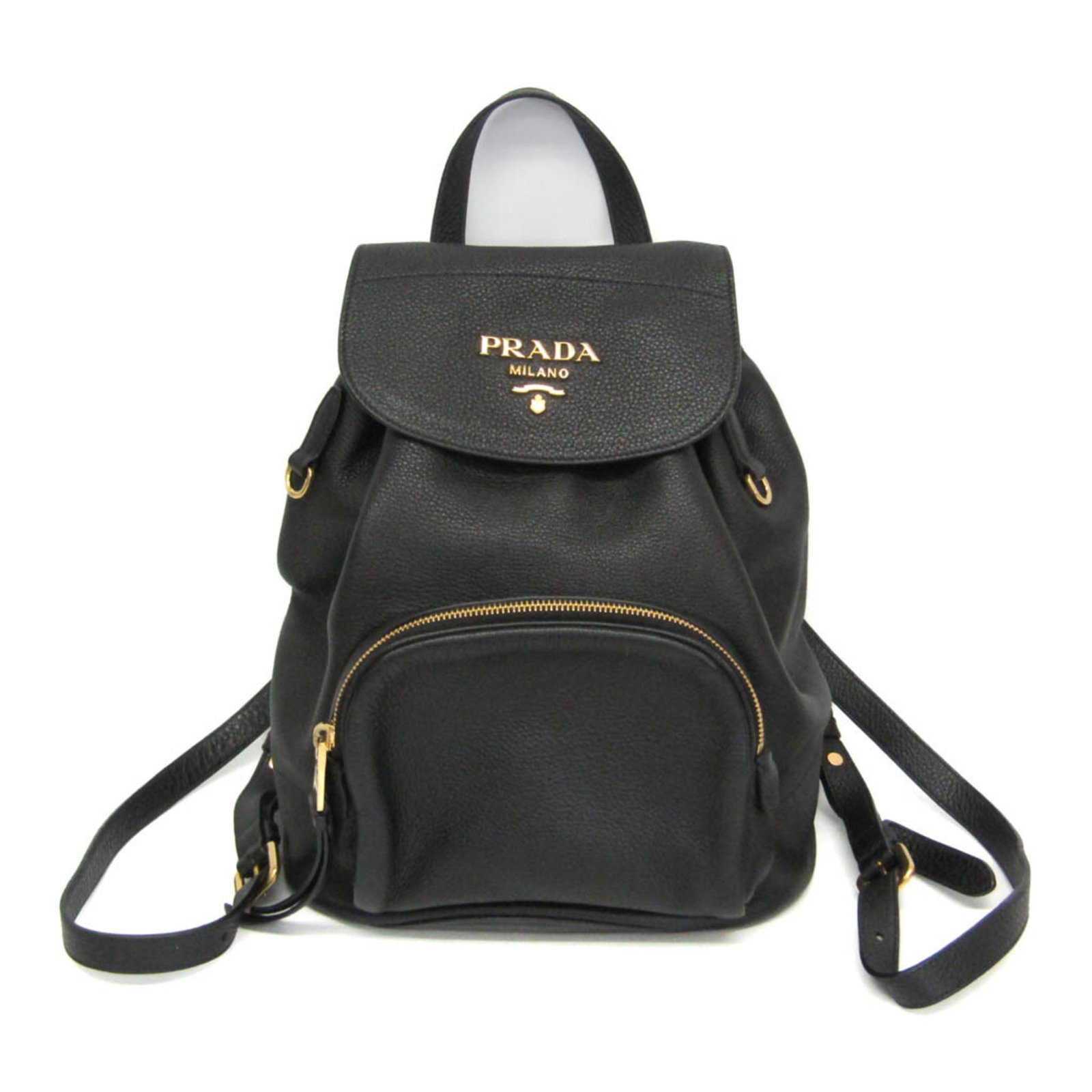 Backpack Leather Prada: Backpack Leather Prada Black leather backpack with a maximum opening width of 36cm, featuring a magnet closure, zipper pocket 1, and open pocket 1, and weighing 970g. This women's backpack measures