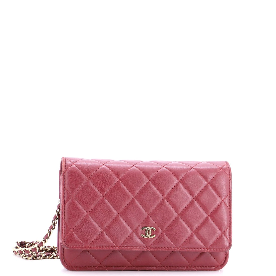 Lambskin Quilted Chain Wallet Chanel: Lambskin Quilted Chain Wallet Chanel Red quilted lambskin exterior, gold hardware, and a classic cross-body design make this Chanel wallet on chain a stylish and functional accessory. The item feature
