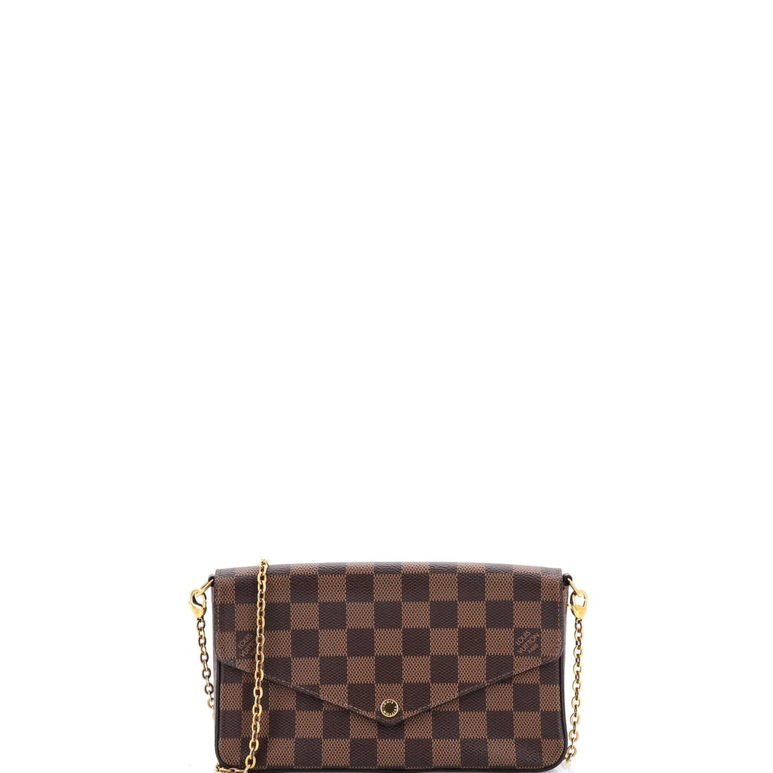 Damier Pochette Felicie Louis Vuitton: Damier Pochette Felicie Louis Vuitton The Damier Pochette Felicie Louis Vuitton is a classic cross body bag with a timeless design. Featuring a brown canvas exterior with a red leather interior, this 