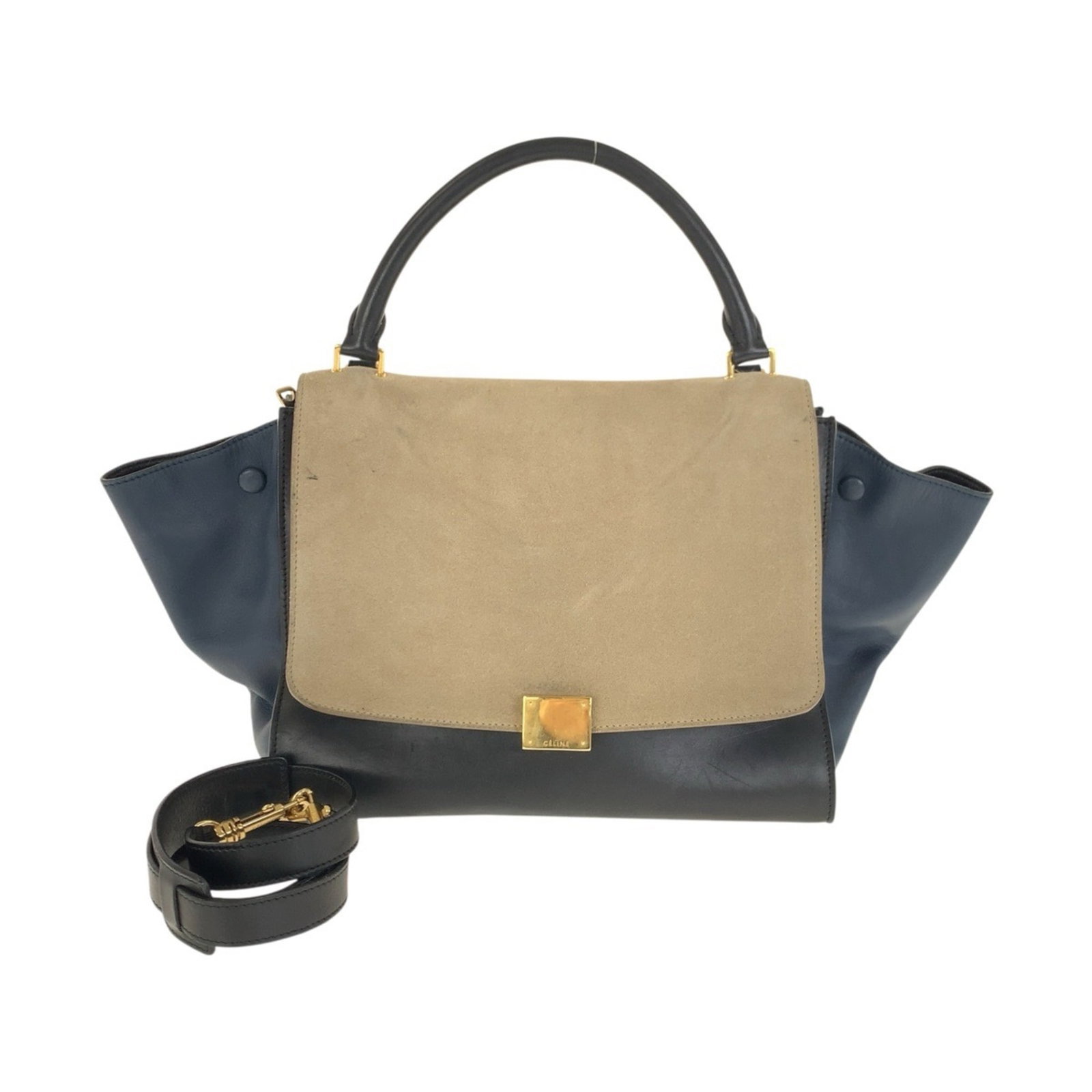 Handbag Leather Shoulder Bag Celine: Handbag Leather Shoulder Bag Celine This Celine leather shoulder bag is a classic design from the French fashion house. With its timeless beige and navy color options, it's a versatile accessory for