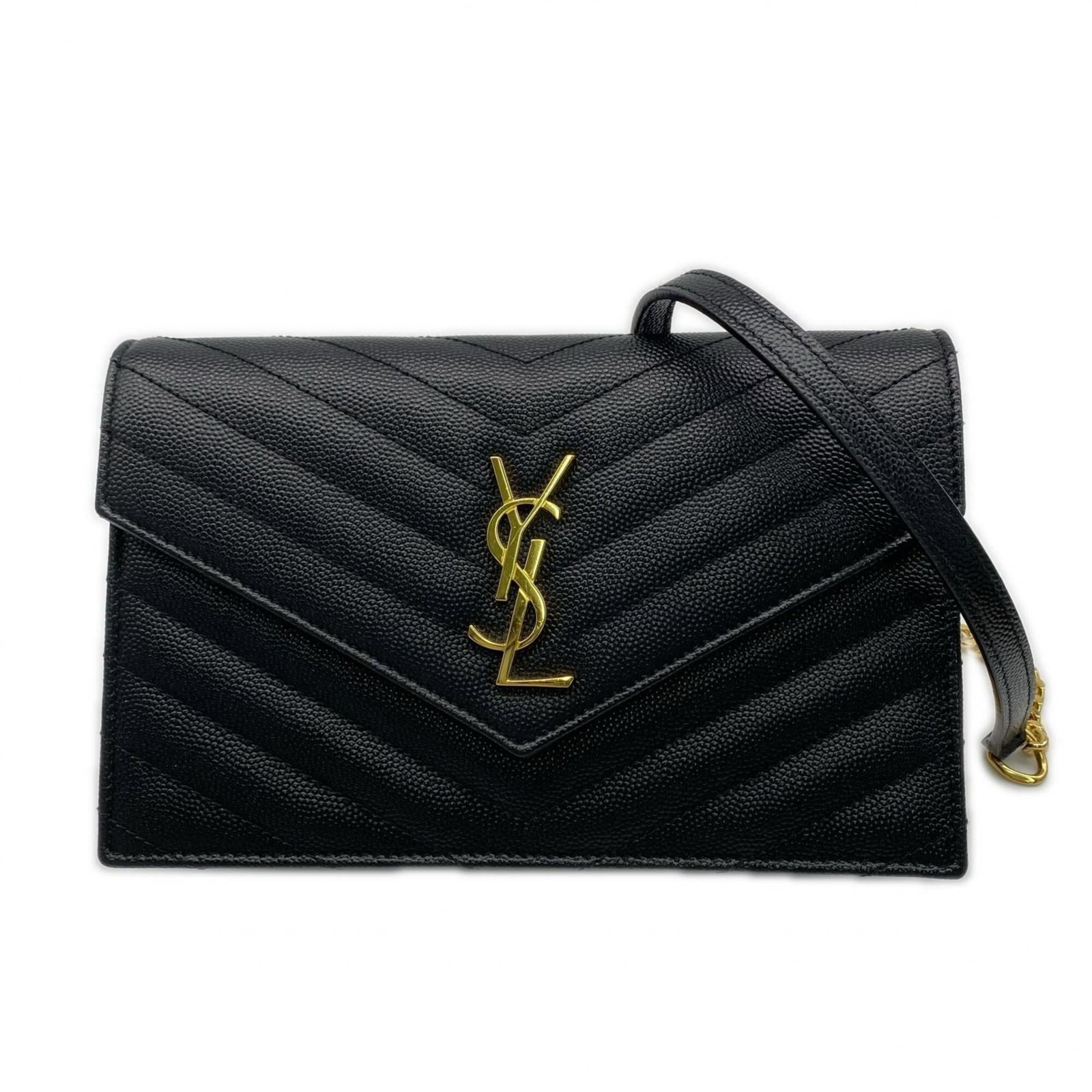 Saint Laurent Chain Shoulder Wallet: Saint Laurent Chain Shoulder Wallet Chain shoulder wallet with 1.29m chain length, perfect for adding a touch of elegance to any outfit. Made from high-quality materials, this sleek and modern wallet