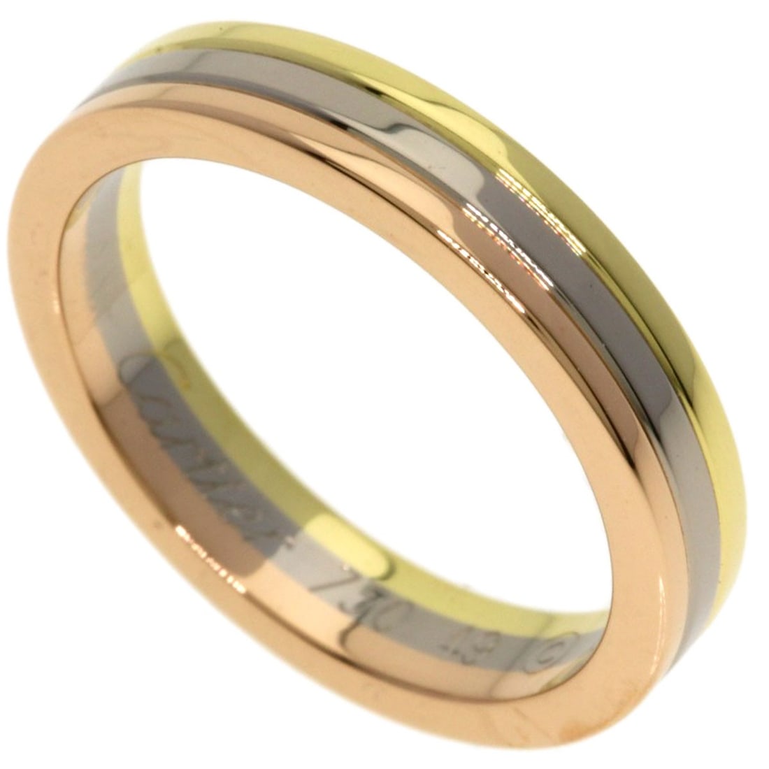K18 Yellow Gold K18 White Gold Three Colors Cartier Ring # 49: K18 Yellow Gold K18 White Gold Three Colors Cartier Ring # 49 K18 Yellow Gold K18 White Gold Three Colors Cartier Ring # 49 is a unique piece featuring K18 gold metal, a rare and valuable material. Th