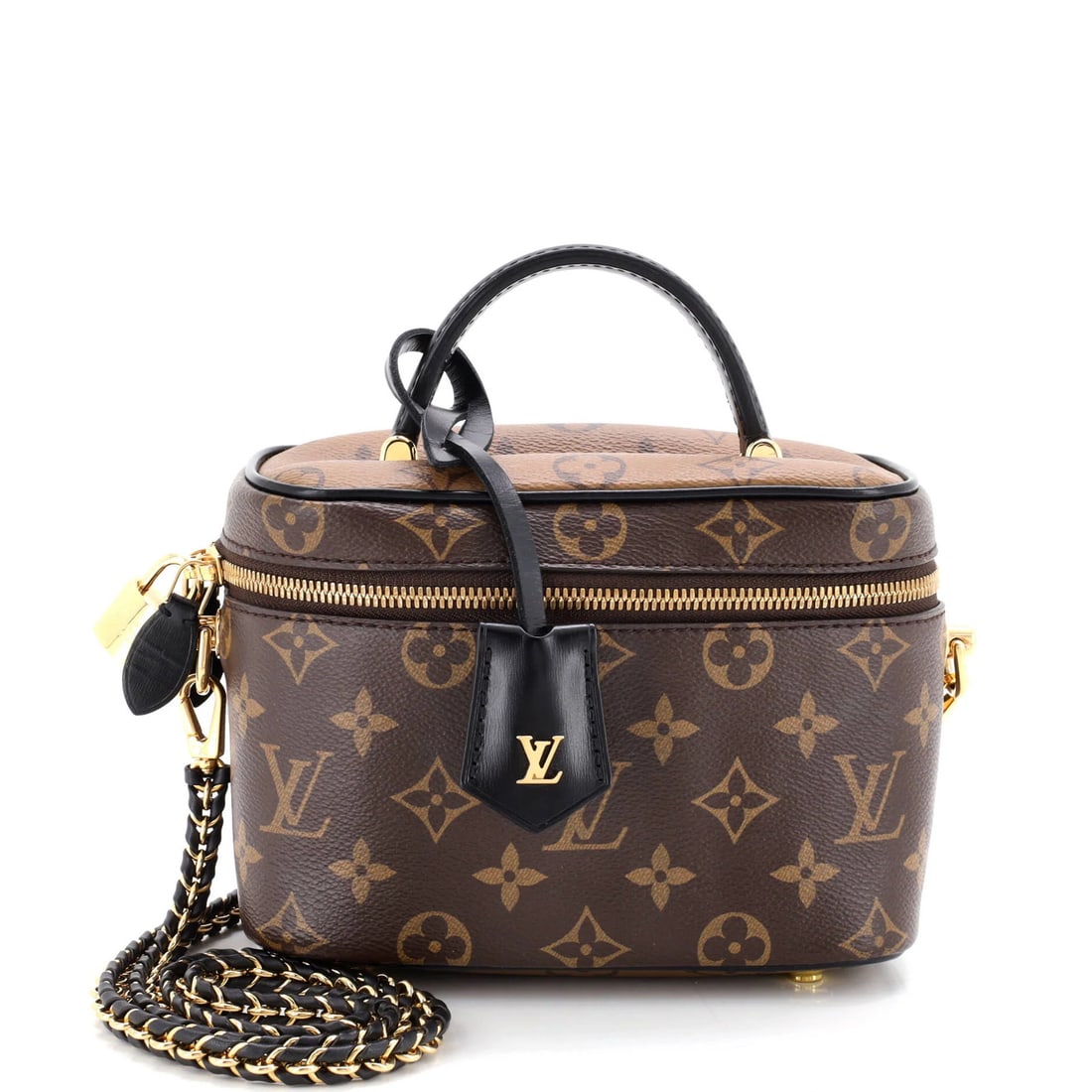 Vanity Handbag Canvas Monogram Reverse Louis Vuitton: Vanity Handbag Canvas Monogram Reverse Louis Vuitton Brown Vanity Handbag with Reverse Monogram Canvas, featuring a classic Top Handle design, and a spacious interior with microfiber lining. The